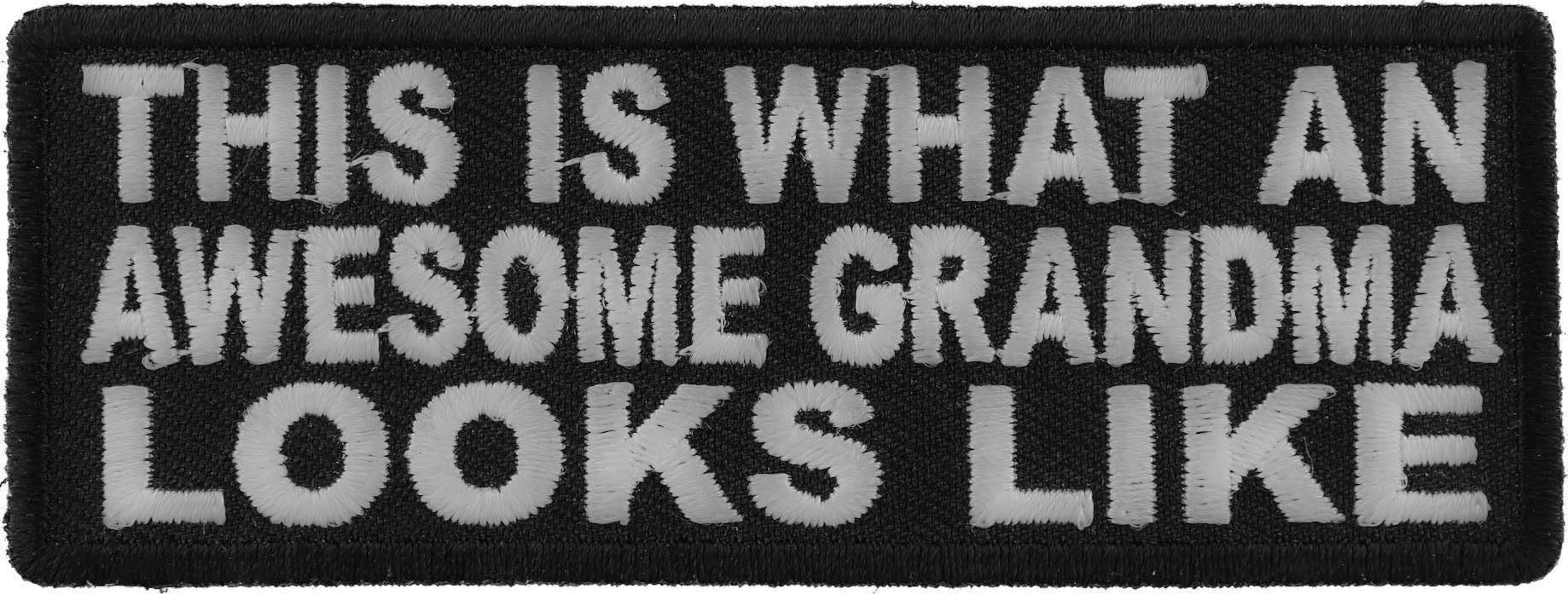 Funny Iron-On Patch - 'This is What an Awesome Grandma Looks Like' - Embroidered Applique for Jackets, Hats & Bags - Perfect Gift for Grandparents Day & Family Reunions