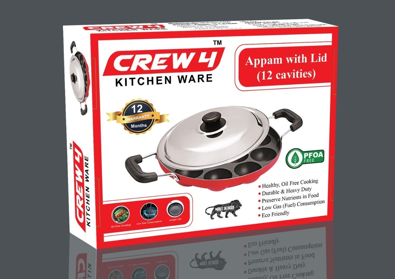Non-Stick Aluminum Appam Patra Paniyaram Pan with Lid - Perfect for Making South Indian Breakfast Paniyaram, Ponganalu & Appam at Home