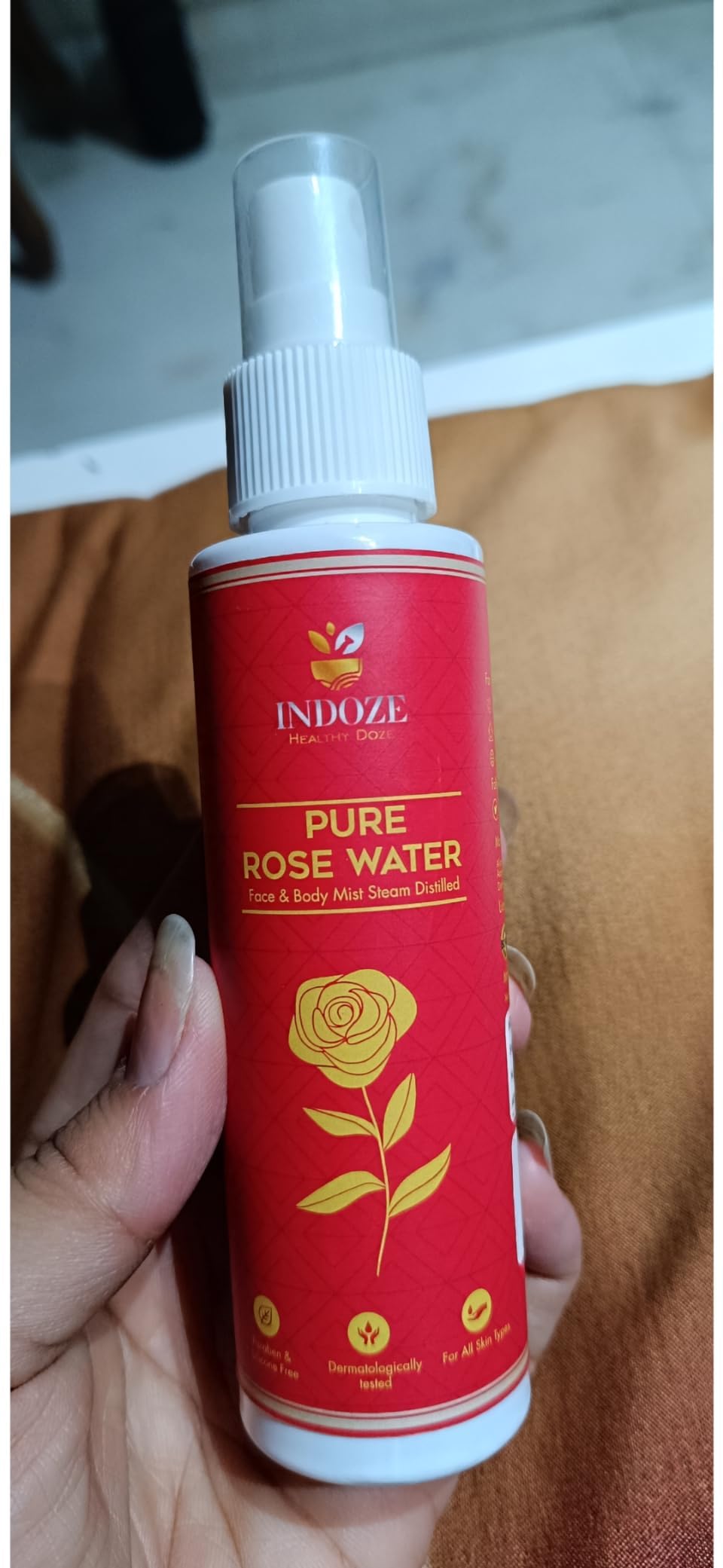 100% Natural Rose Water Toner Spray for Face, Skin & Body | Chemical-Free Gulab Jal Hydrating Mist | Vegan & Preservative-Free Skin Care (100ml) - Perfect for Daily Hydration, Makeup Setting & Post-Workout Refreshment