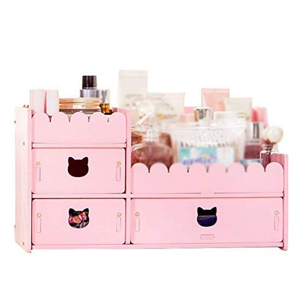 UXZDX CUJUX Wooden Desktop Storage Box for Cosmetics & Skin Care Products - Organize Makeup, Jewelry & Small Items (Color: B) | Perfect for Vanity, Bathroom & Bedroom Organization