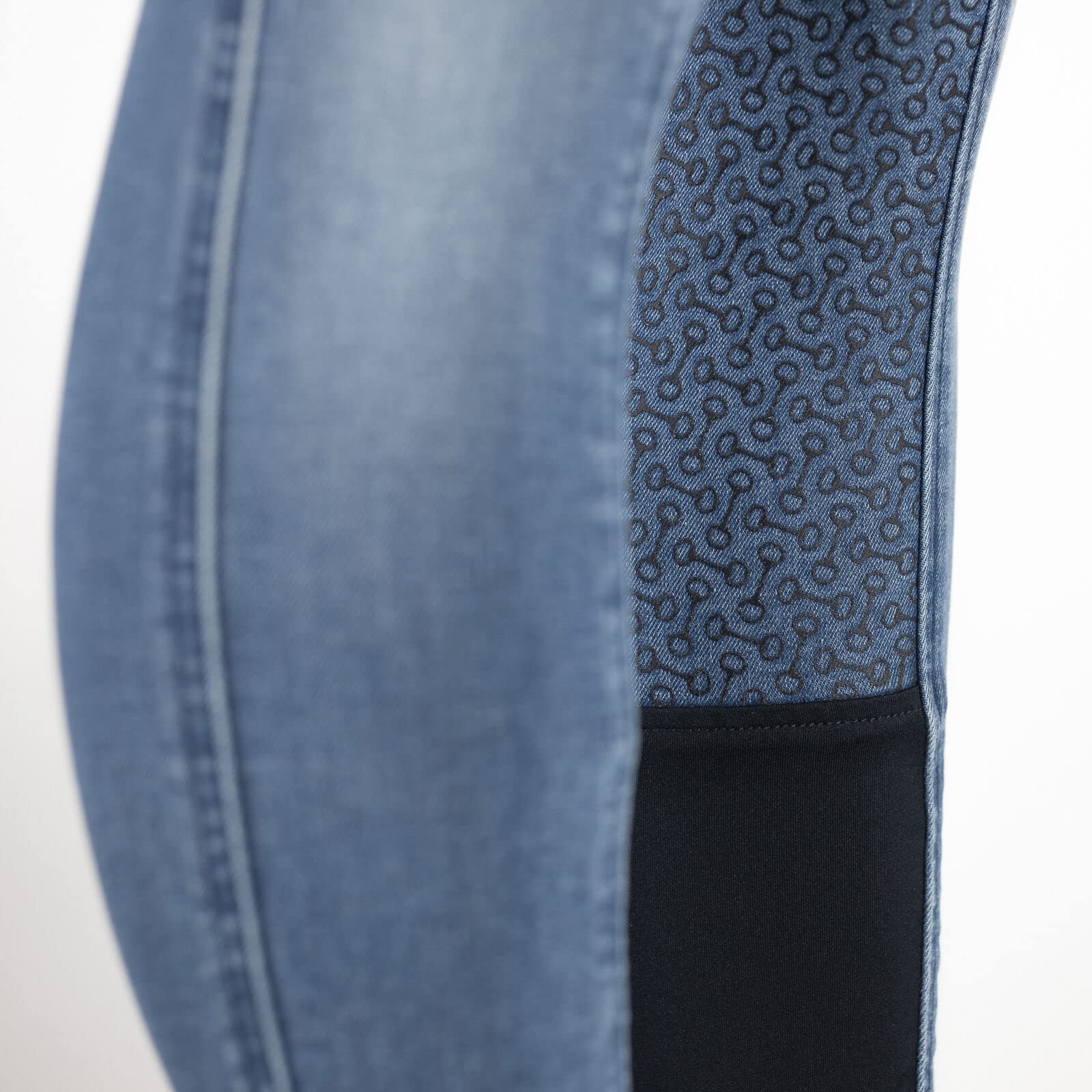 HORZE Kaia Women's Denim Horse Riding Pants - High Waist Silicone Full Seat Breeches for Equestrian & Show Jumping | Accurate Size Chart | Perfect for English Riding Lessons & Competitions