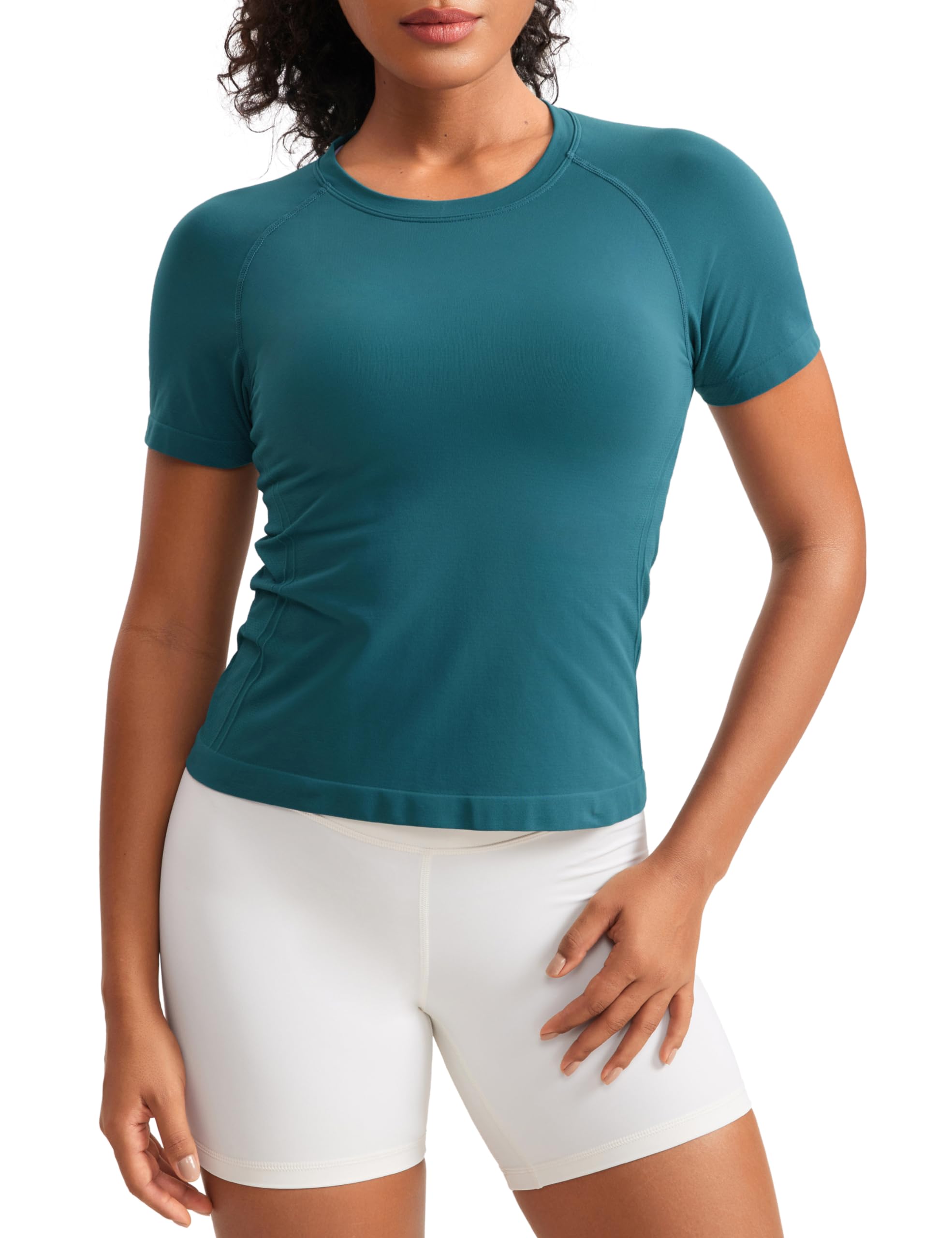 CRZ YOGA Women's Seamless Short Sleeve Workout Shirt - Breathable Athletic Top for Running, Gym & Yoga - Perfect for Fitness, Training & Active Lifestyle