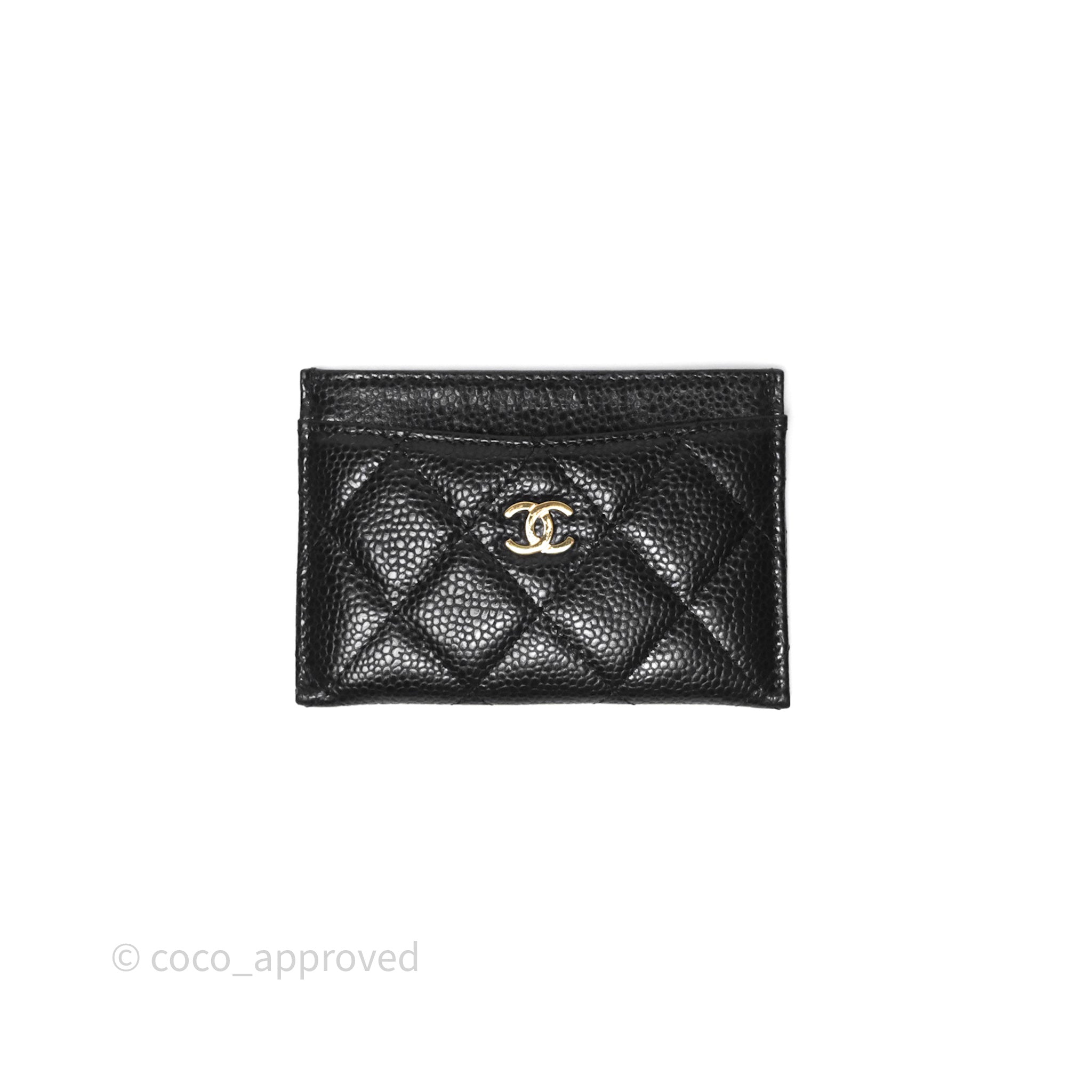 Chanel Classic Flat Card Holder in Black Caviar Leather with Gold Hardware - Perfect for Everyday Use & Luxury Gift Giving