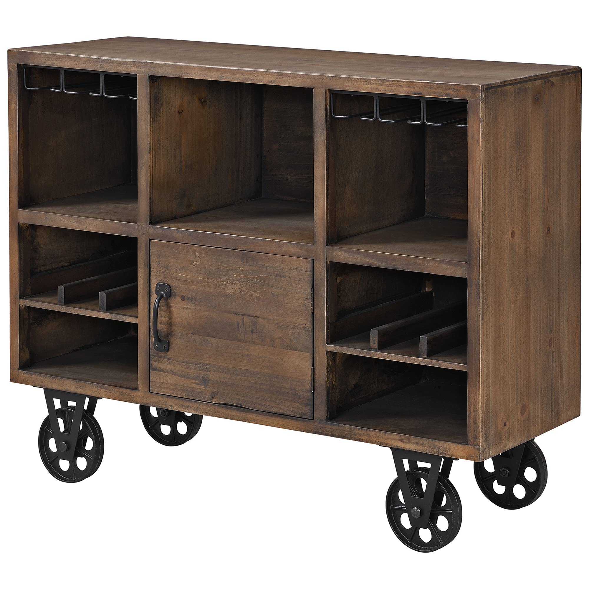 FirsTime & Co. Brown Brunswick Kitchen Cart - Portable Kitchen Island with Storage, Industrial Style Wood & Metal Rolling Cart, 39.5