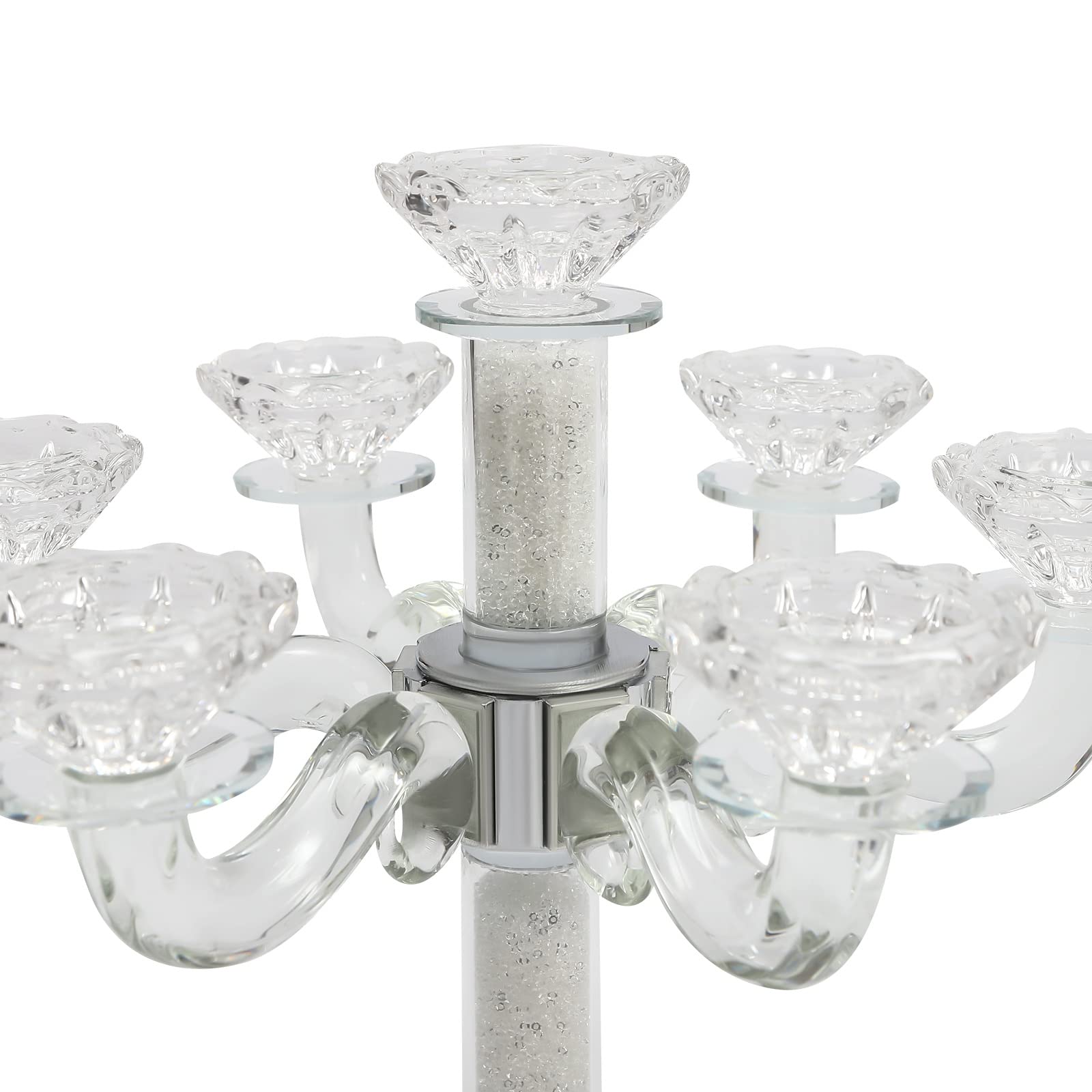 7-Arm Crystal Candle Holder - Elegant Candelabra for Wedding Centerpiece, Dining Table Decor, Coffee Table & Home Accessories - Perfect for Romantic Dinners, Holiday Decorations & Special Events
