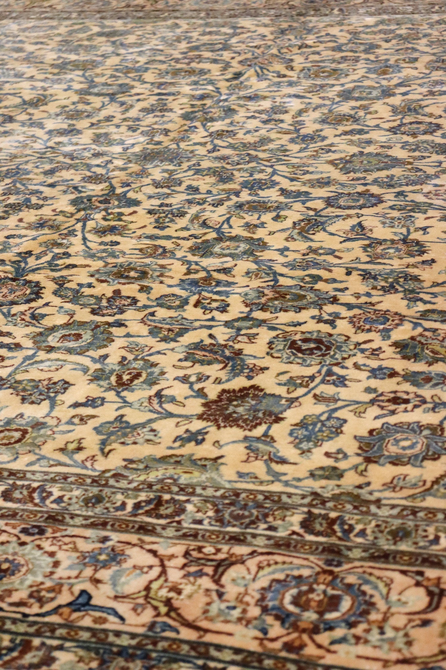Antique Kashan Handwoven Traditional Persian Rug - J65492 | Vintage Home Decor, Living Room & Bedroom Floor Covering