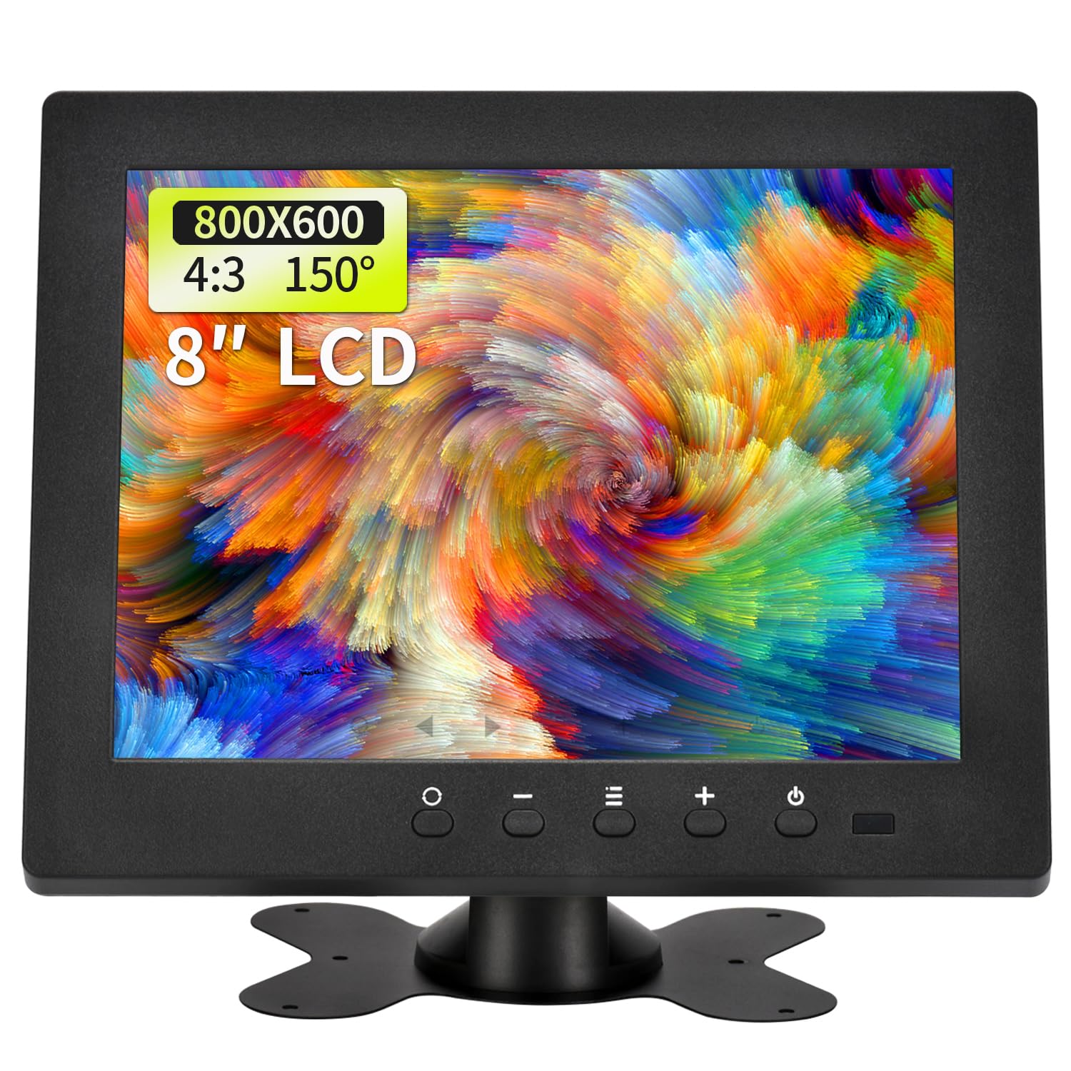 8 Inch LCD Security Monitor with Built-in Dual Speakers - 800x600 Resolution, BNC/AV Input - Portable CCTV Monitor for Surveillance, TV, CCD & DVD - Ideal for Home Security & Business Monitoring