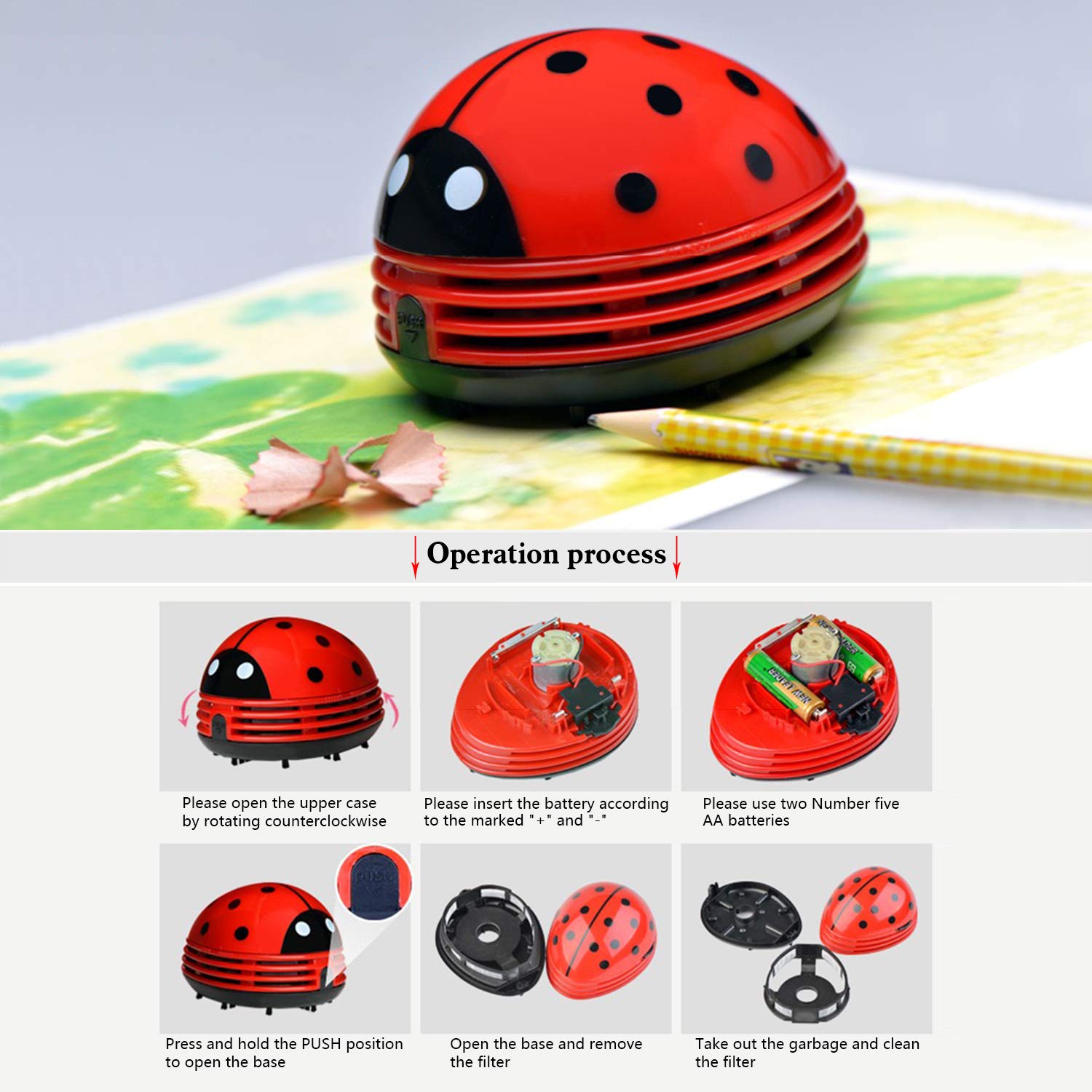 Mini Cordless Desktop Vacuum Cleaner - Portable Battery Operated Dust Buster for Laptop, Keyboard, Car & Office - Cute Strawberry Design for Cleaning Crumbs, Pet Hair & Debris - Perfect for Home, Workspace & Travel Use