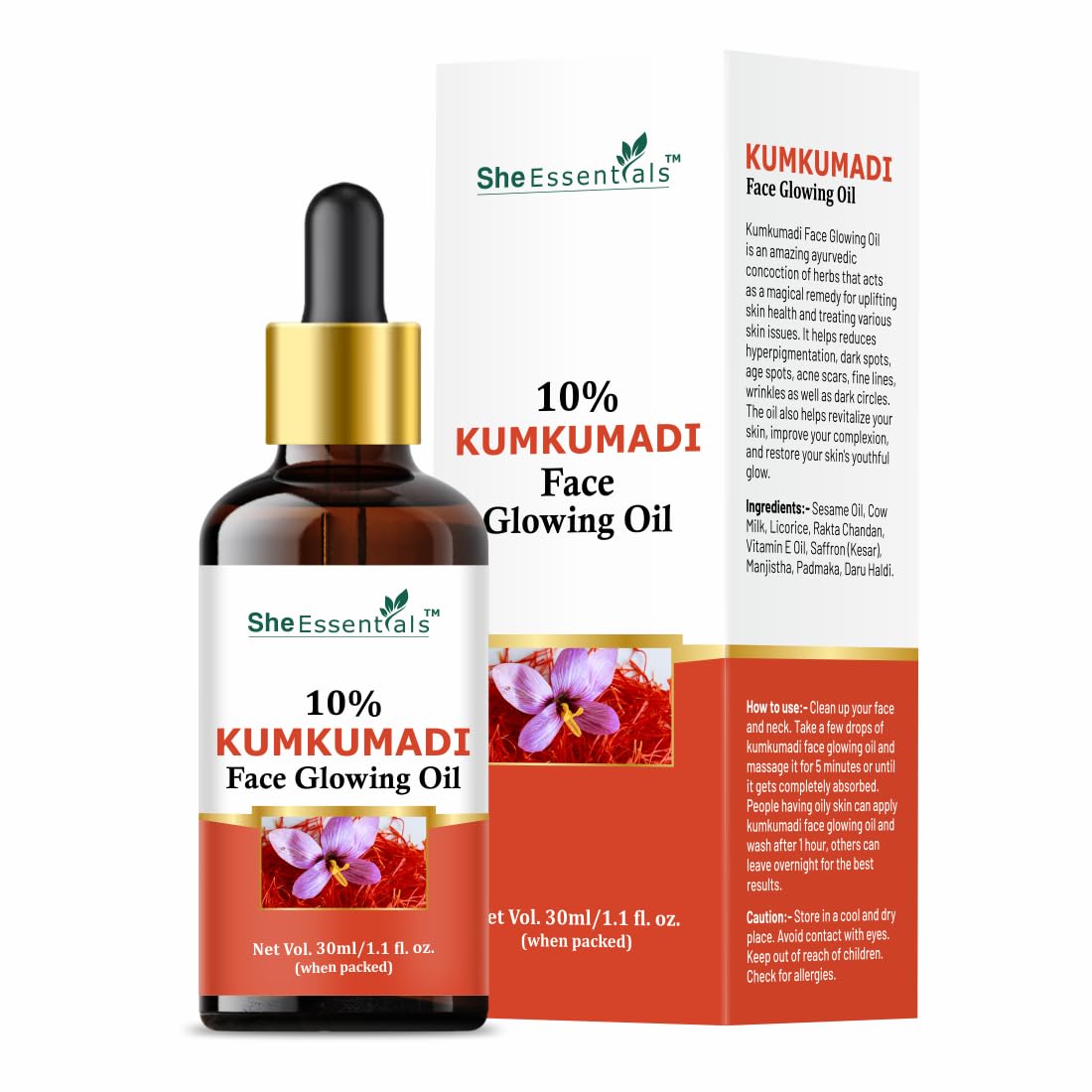 Kumkumadi Face Glow Oil - Natural Radiance Serum for Women, All Skin Types, Paraben & Sulfate Free, Cruelty-Free, 30ml | Brightening, Hydrating & Anti-Aging Facial Treatment for Daily Skincare Routine