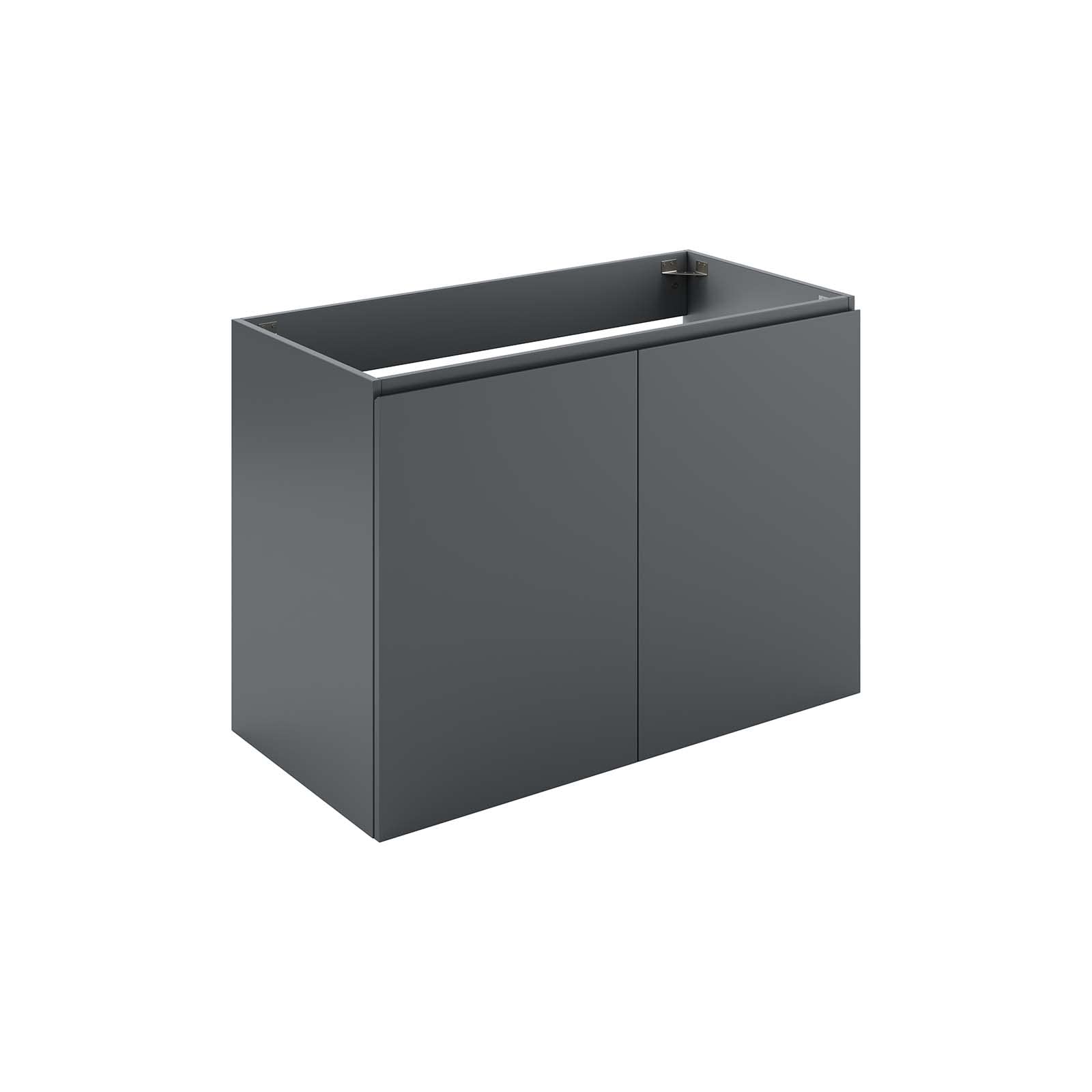 Modway Vitality 36 Inch Gray Wall-Mounted Bathroom Vanity with Sink - Modern Space-Saving Design for Small Bathrooms & Powder Rooms