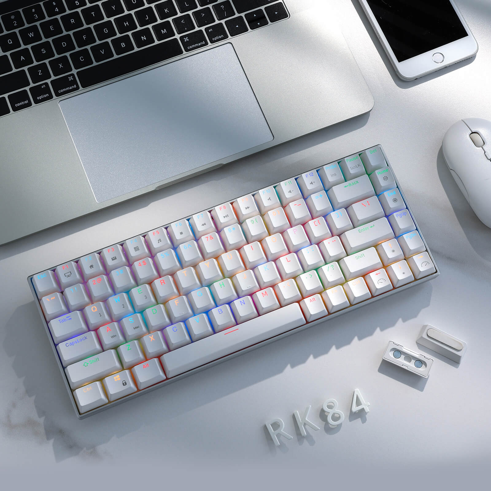 RK84 Pro 75% Wireless Mechanical Keyboard - Hot-Swappable RGB Backlit Gaming Keyboard with Bluetooth/USB-C (Open Box) - Perfect for Office Work, Gaming & Typing