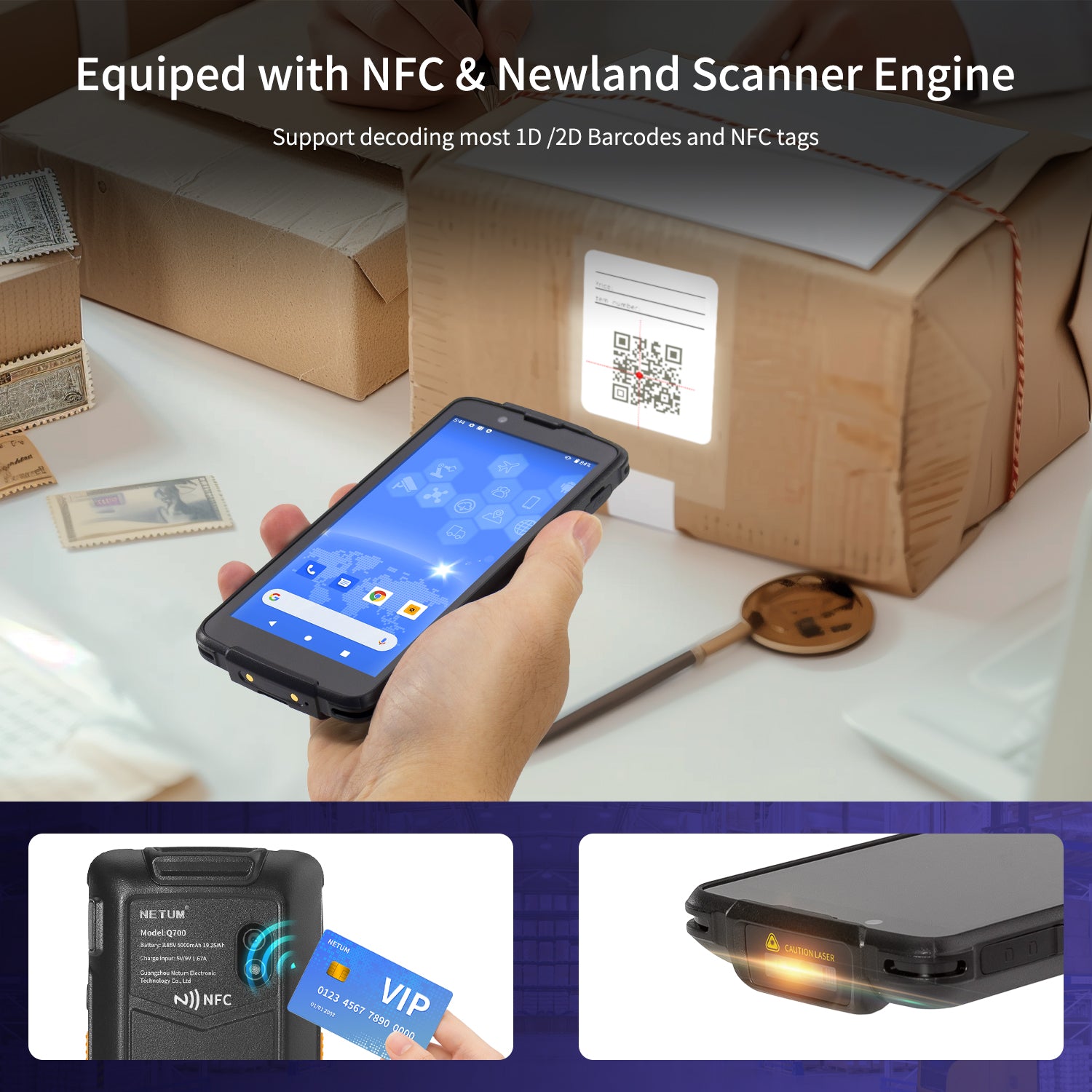 Q700 EU PDA Scanner - High-Speed Barcode Reader for Retail, Warehouse & Logistics | Durable Handheld Device for Inventory Management & Mobile Data Collection