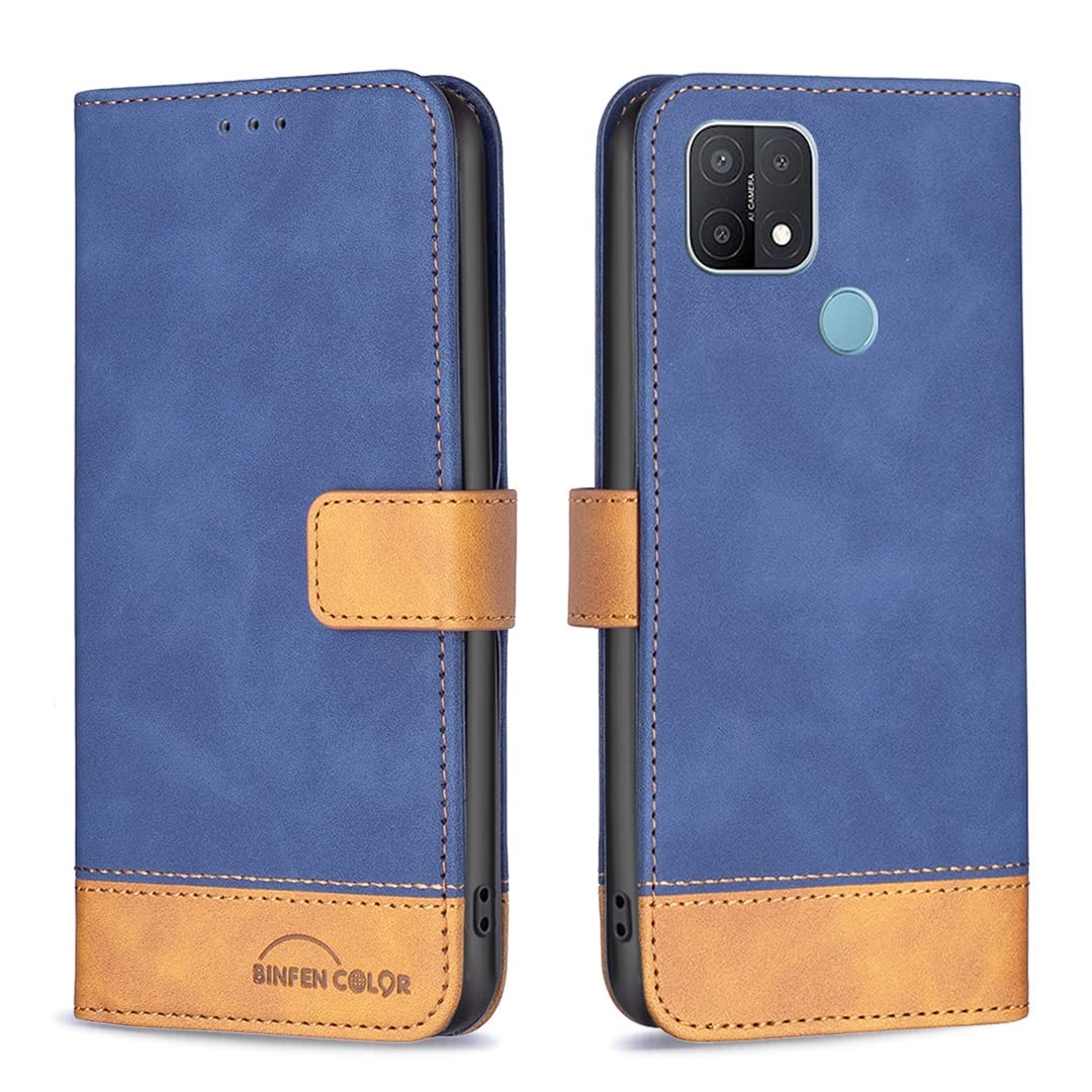 Premium Magnetic Flip Wallet Case for Oppo A15 - Protective Phone Cover with Card Slots & Stand Function | Stylish Blue | Perfect for Work, Travel & Everyday Use