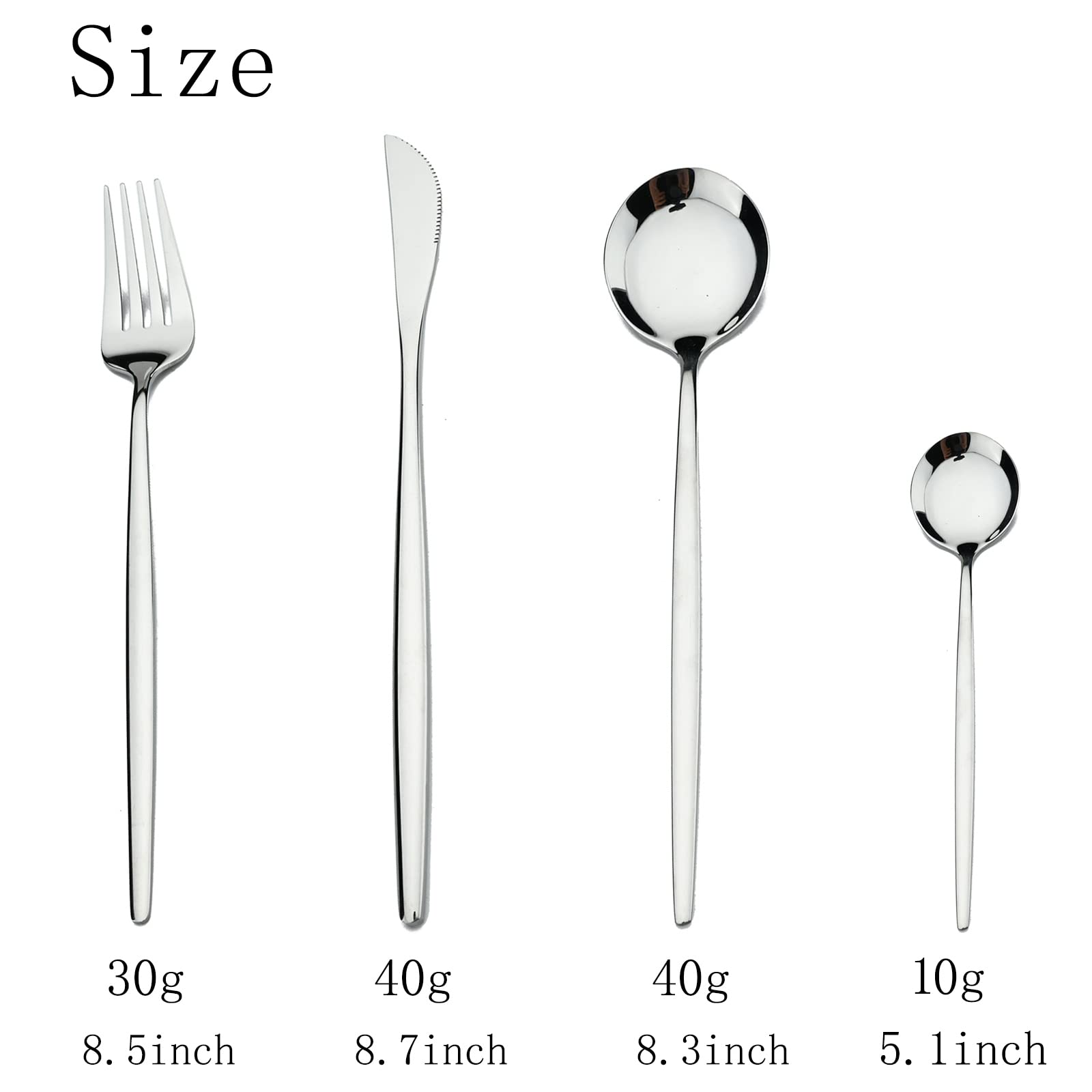 24-Piece Stainless Steel Flatware Set - Mirror Polished Silverware Cutlery with Spoons, Forks & Knives - Modern 6-Person Dining Set - Perfect for Dinner Parties, Restaurants & Home Use