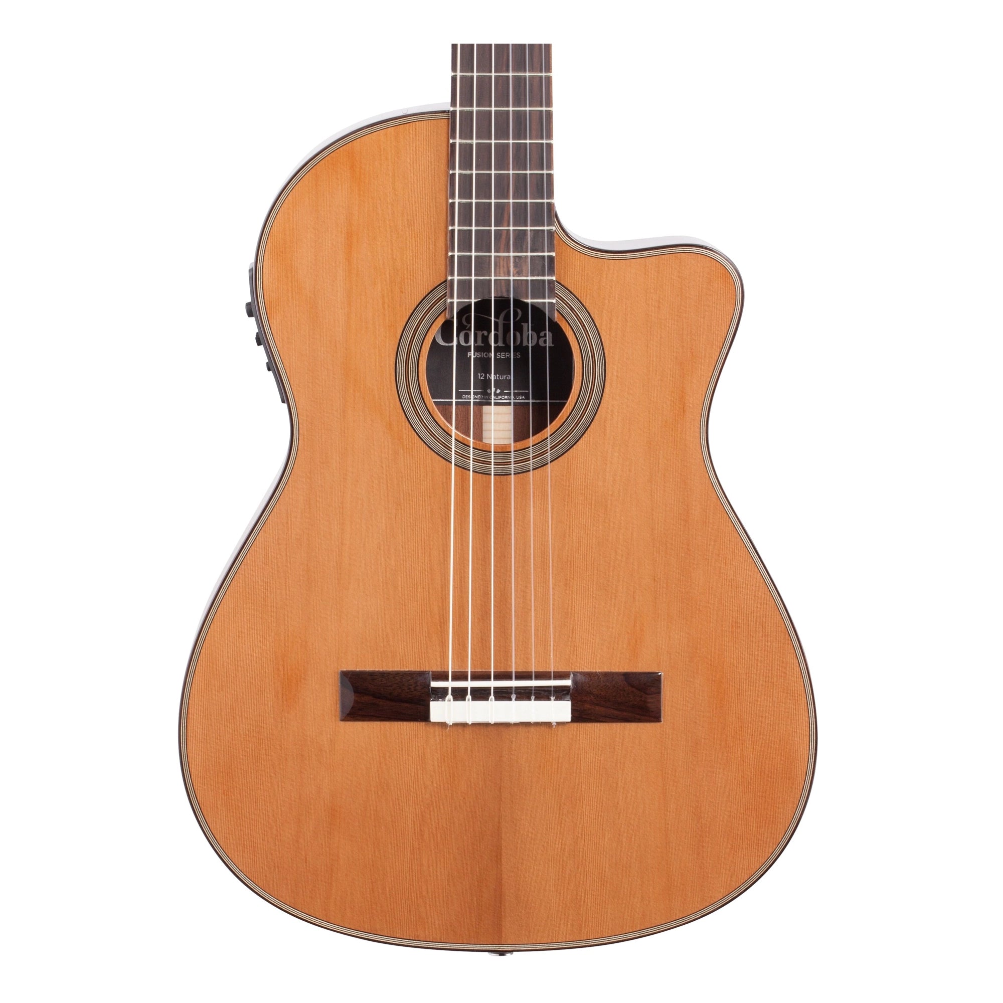 Córdoba Fusion 12 Nylon String Acoustic Guitar - Natural Finish | Classical & Flamenco Guitar for Beginners & Professionals | Perfect for Home Practice, Live Performances & Studio Recording