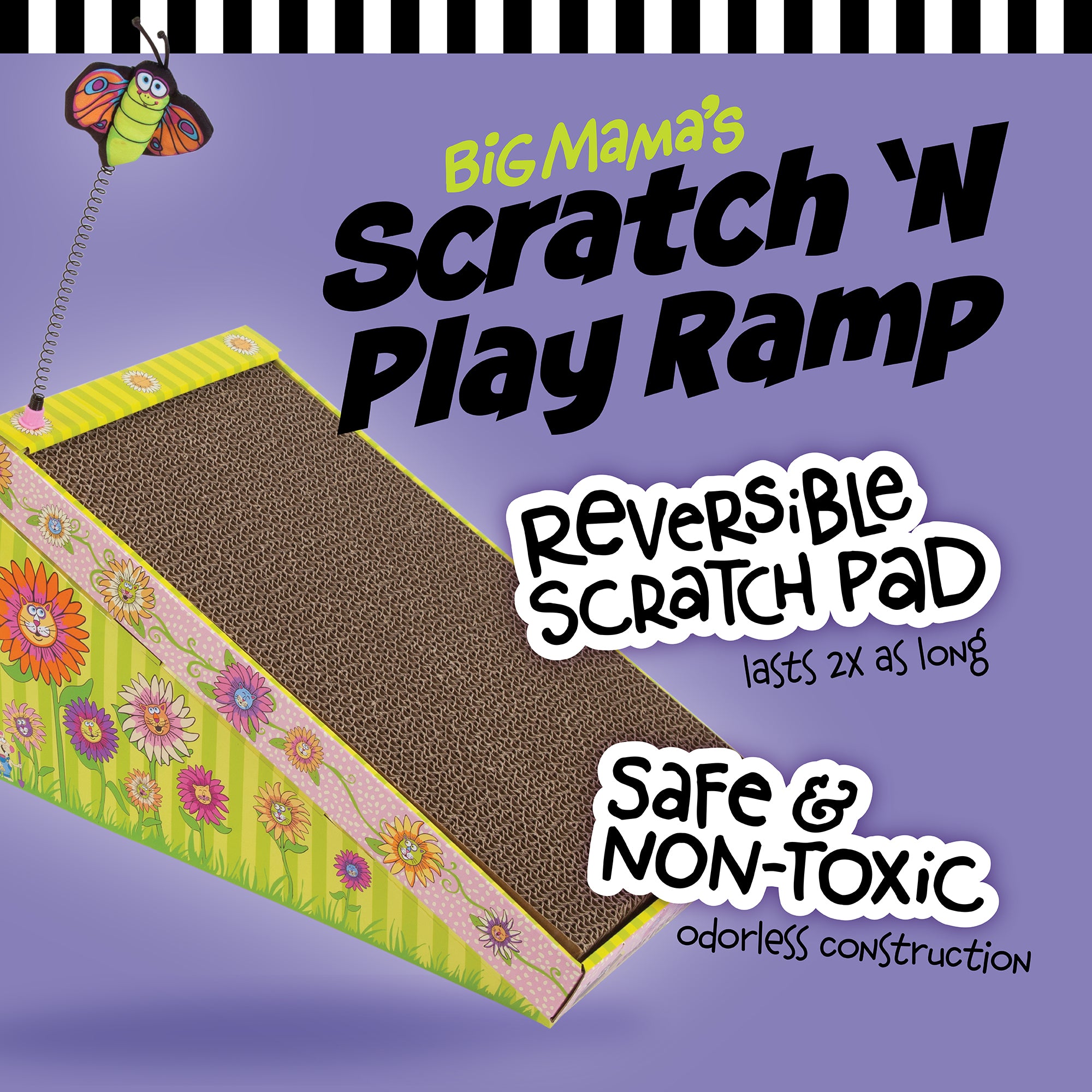 FAT CAT Big Mama's Scratch 'N Play Ramp - Durable Cat Scratching Post with Sisal Rope for Indoor Cats - Perfect for Playtime, Exercise & Nail Care