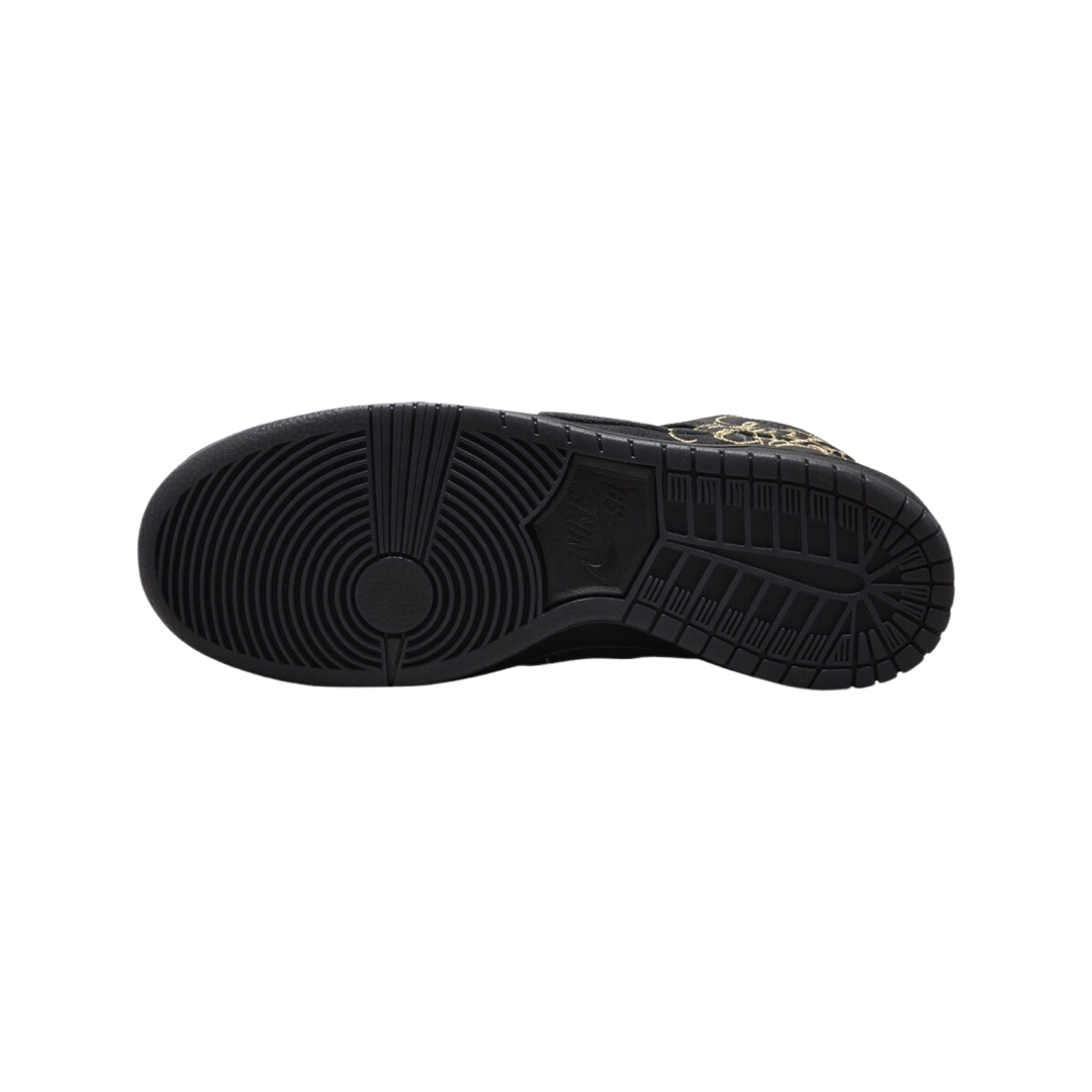 Nike SB Dunk Hi Sneakers - Black & Metallic Gold - Skateboarding Shoes for Men & Women - Perfect for Streetwear & Casual Fashion