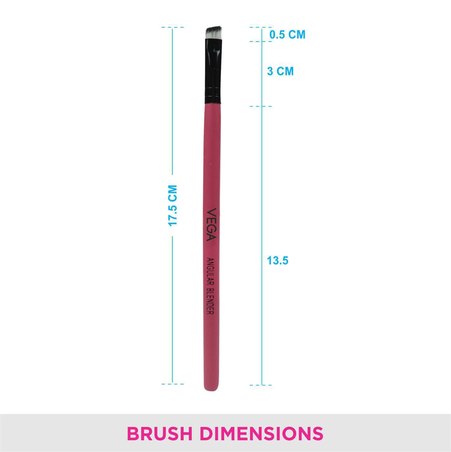 Vega Angular Blender Brush - Pink Makeup Brush for Eyeshadow & Blending (17g) | Perfect for Professional Makeup Artists & Beginners | Ideal for Everyday Makeup, Contouring & Smokey Eye Looks