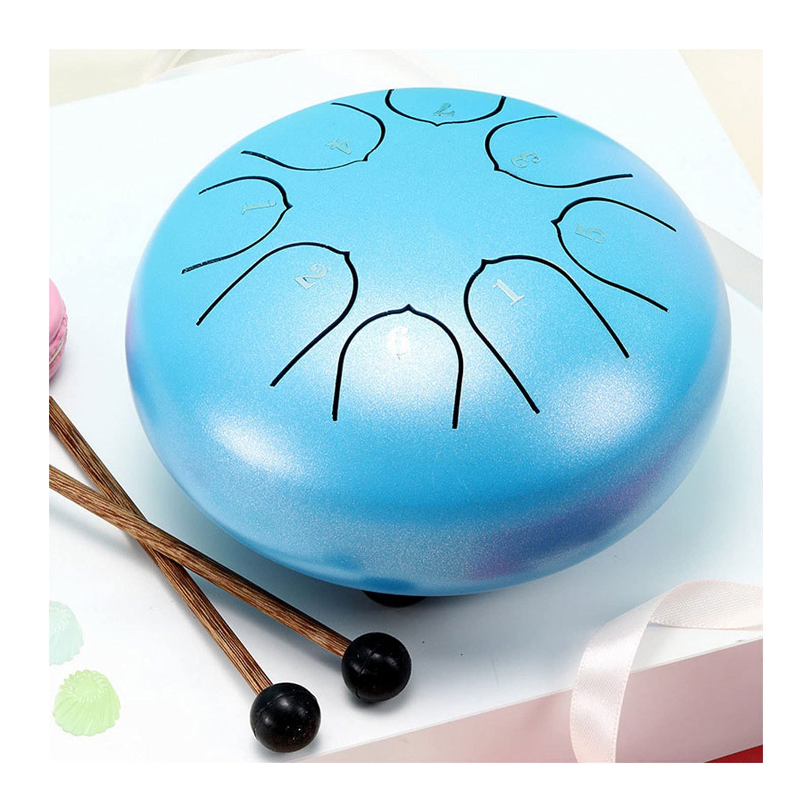 WERTYU 6 Inch 8 Note Steel Tongue Drum | Handpan Percussion Instrument | Natural Steel Tank Drum with Mallets | Perfect for Meditation, Yoga, Music Therapy & Gift Giving (Color: Emerald)