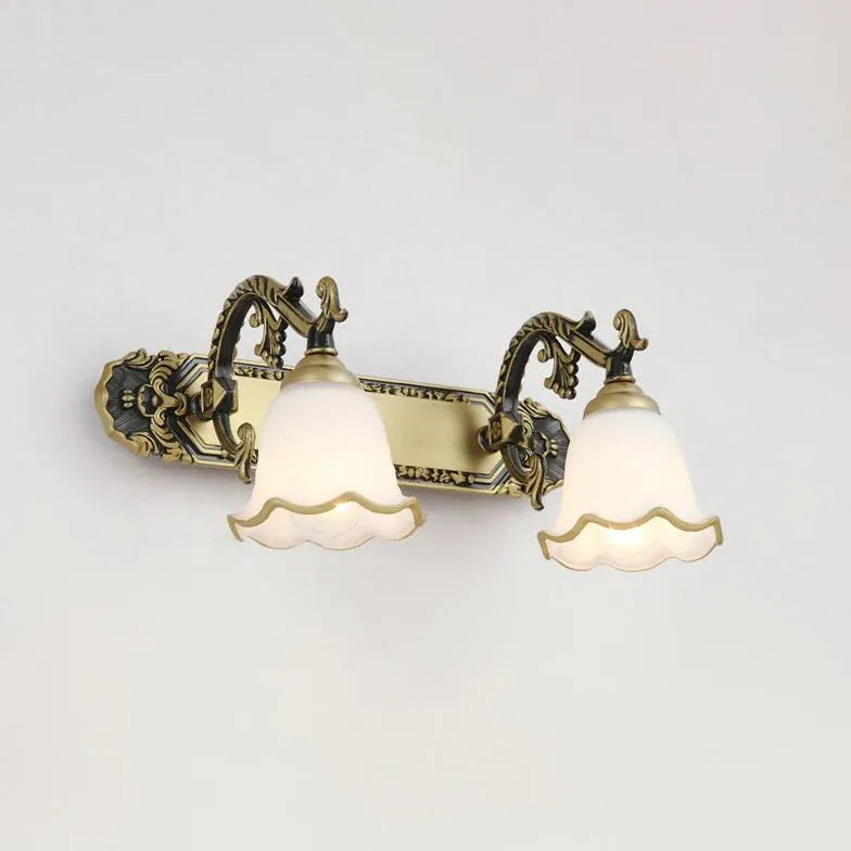 French Carving Glass Bathroom Wall Lights - Elegant Vanity Sconce for Modern Bathroom Decor | Perfect for Powder Room, Spa, and Master Bath Lighting