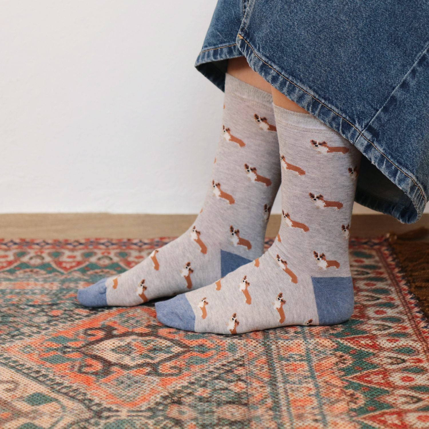 Cute Women's Corgi Dog Print Cotton Socks - Comfortable Ankle Socks for Dog Lovers, Gifts & Casual Wear
