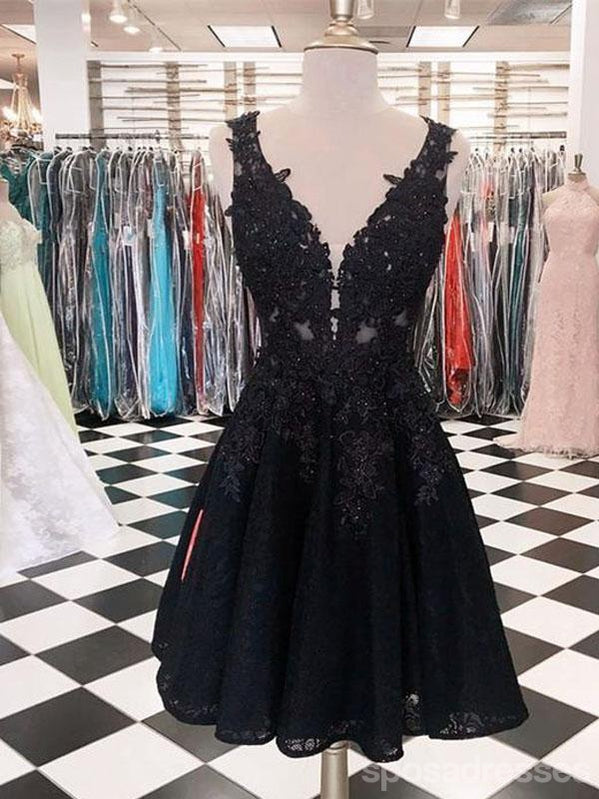 Elegant Black V-Neck Short Homecoming Dresses for Women - Affordable Short Prom Dresses CM872 - Perfect for Parties, Dances & Special Occasions