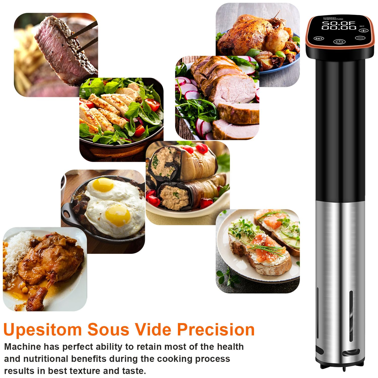 1100W Sous Vide Precision Cooker with Digital Timer - Ultra-Quiet Immersion Circulator, Accurate Temperature Control, IPX7 Waterproof & Touch Screen - Perfect for Home Chefs, Restaurant Cooking, and Meal Prep