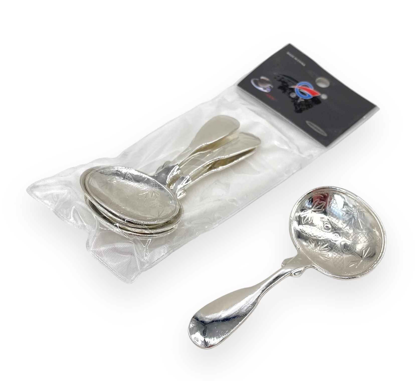 6-Piece Silver Nut Spoon Set - Elegant Dessert Serving Utensils for Nuts, Ice Cream & Party Snacks