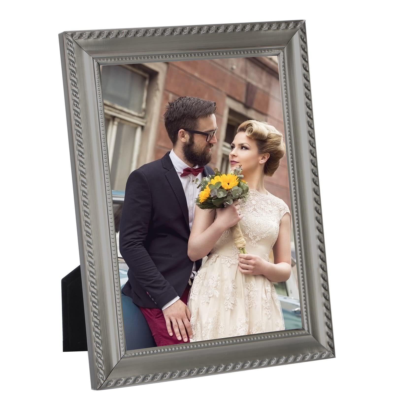 Vintage Gun Metal Photo Frame 4x6 - Antique Brushed Electroplated Metal Picture Frame for Desktop & Wall Display - Perfect for Living Room Decor, Office, or Gift Giving