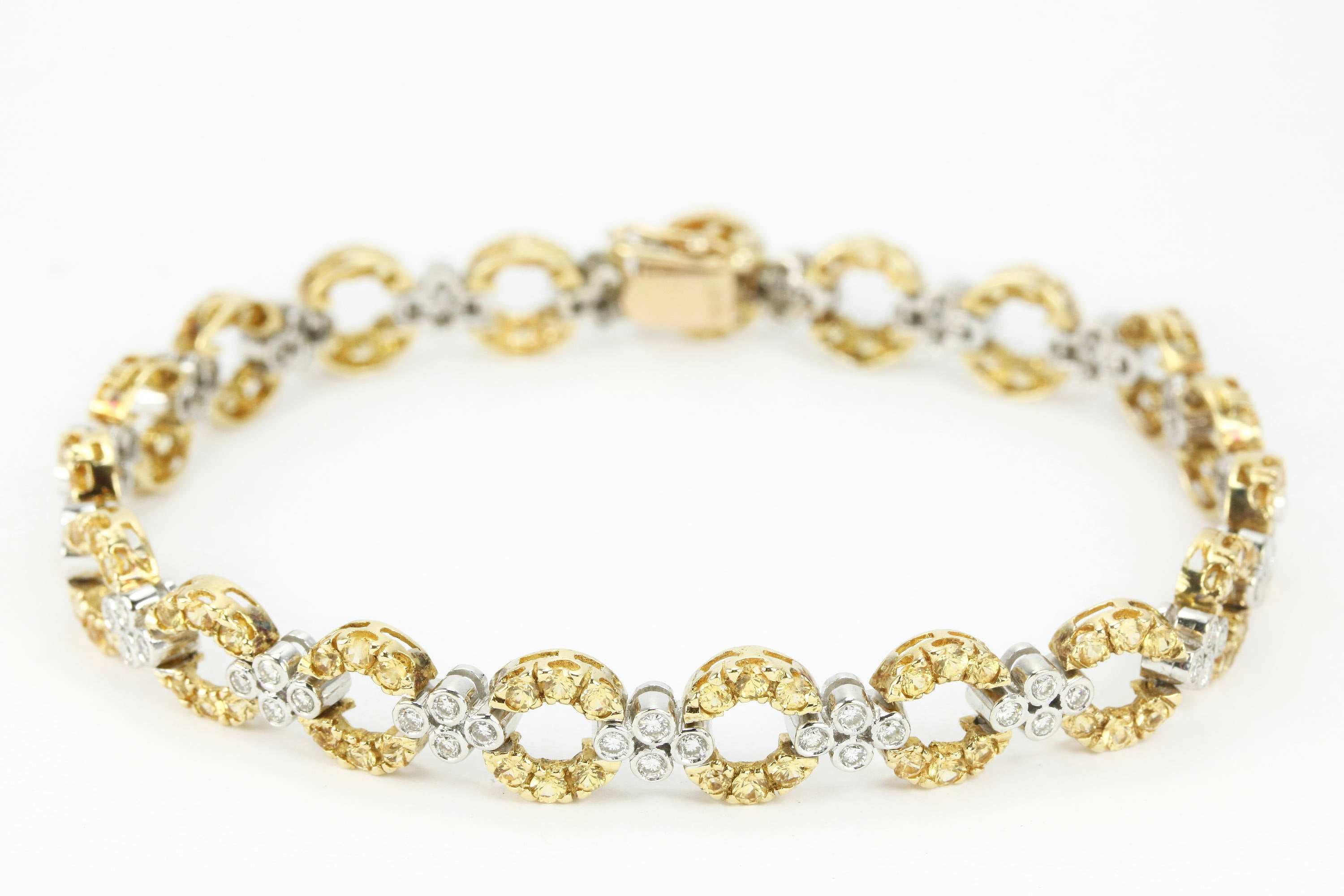 4.94 Carat Yellow Sapphire & Diamond Tennis Bracelet in 18K Two-Tone Gold - Perfect for Weddings, Anniversaries & Special Occasions