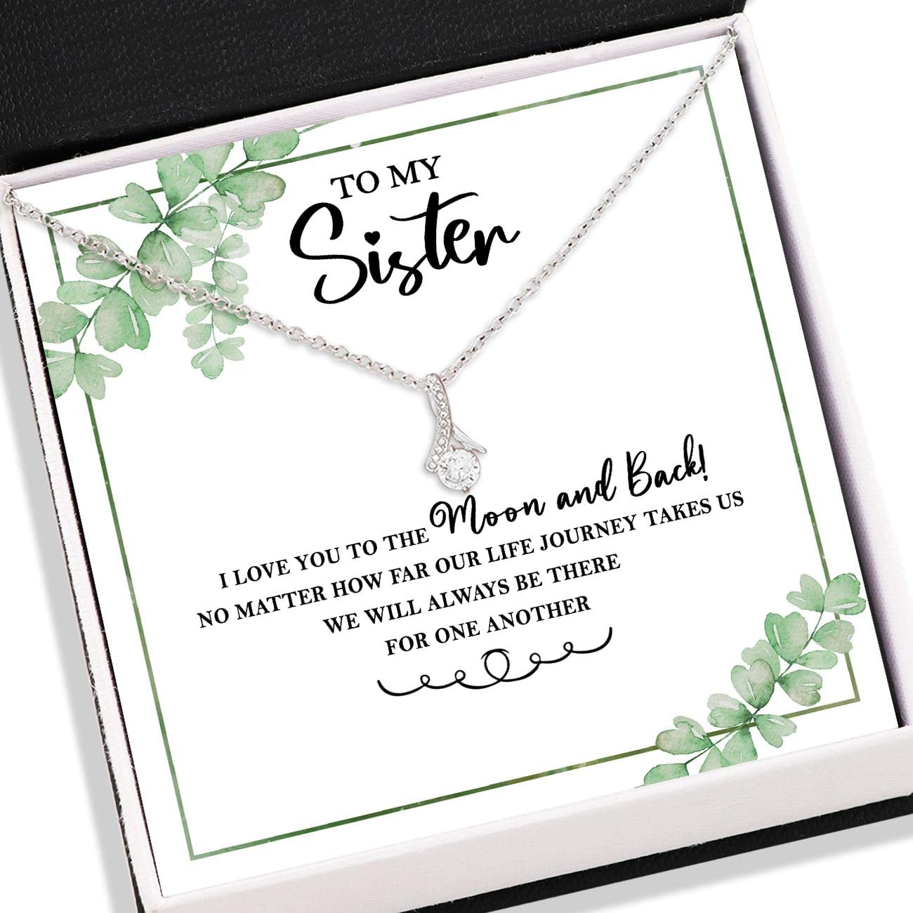 Beautiful Sister Necklace with Message Card - Elegant Jewelry Gift for Sister - Perfect for Birthdays, Anniversaries & Special Occasions - CLT13121