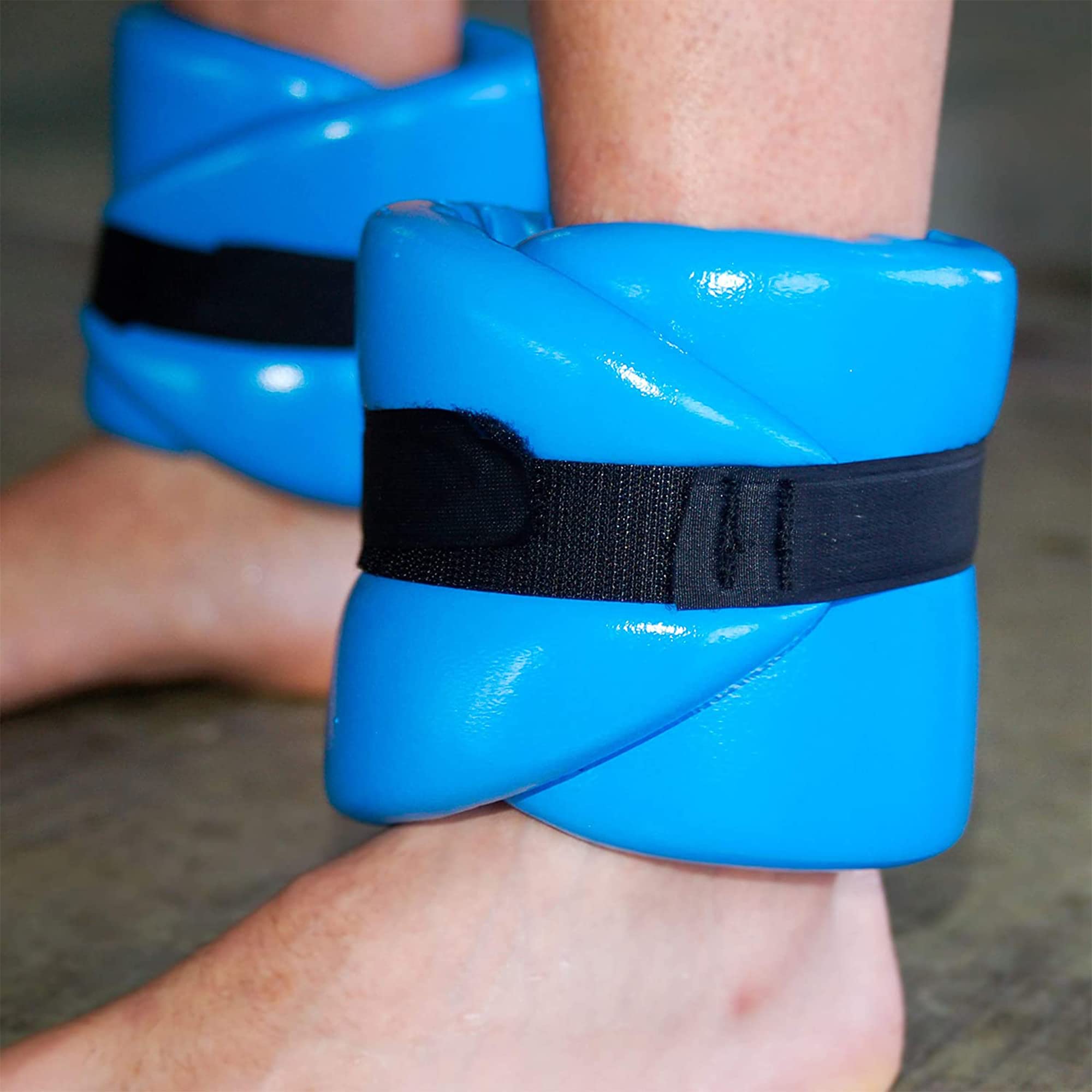 TRC Recreation Super Soft Foam Aquatic Fitness Gear - Adjustable Ankle & Wrist Wraps for Water Aerobics, Swimming & Physical Therapy - Lightweight Buoyant Support for Pool Exercises & Rehabilitation - Bahama Blue