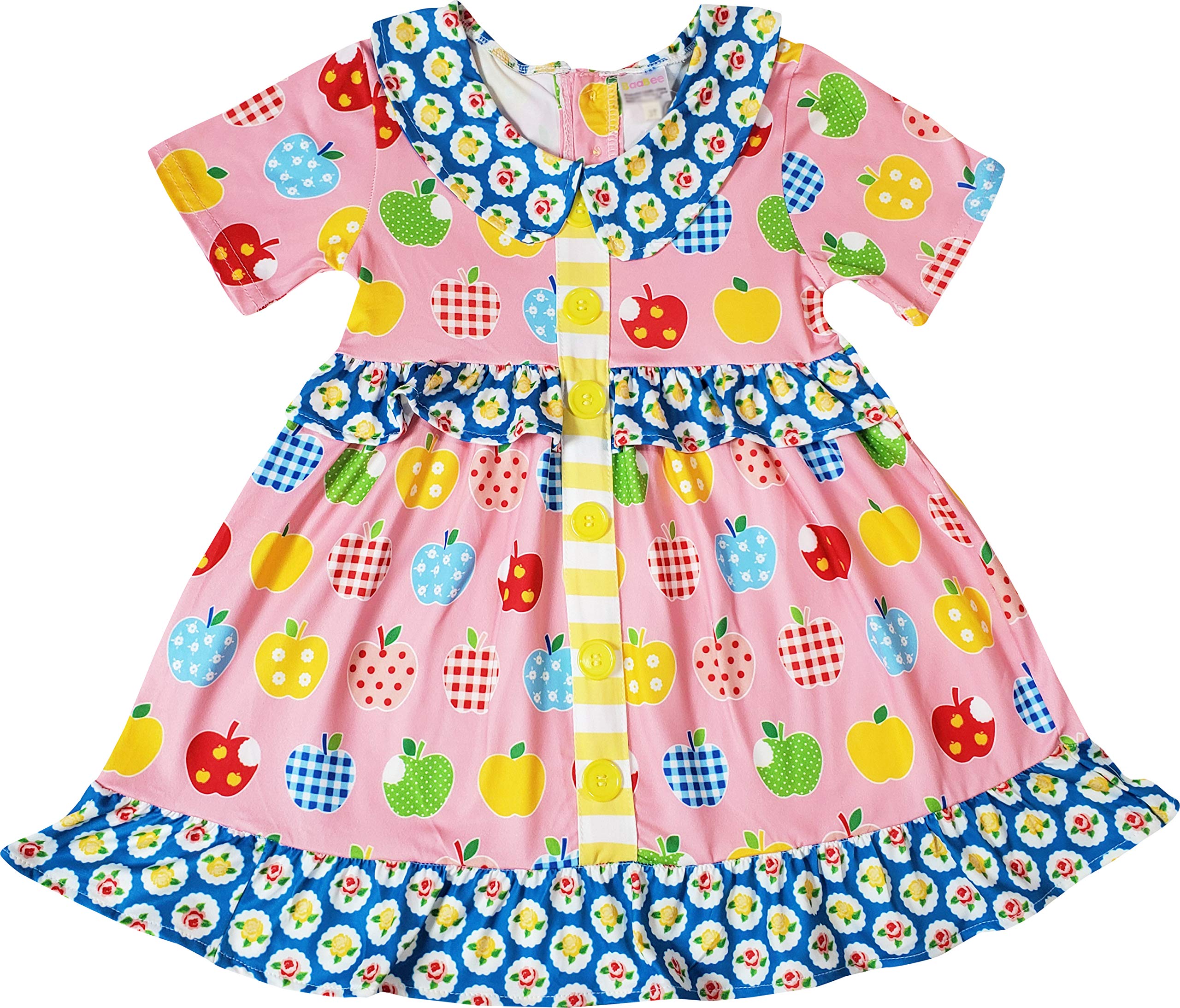 Stylish Baby & Toddler Girls' Apple & School Bus Print Back to School Dress Outfits - Cute Classroom & Playdate Clothes