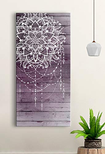 Bohemian Macrame Wall Hanging - Purple Boho Bedroom Decor with Moroccan Mandala Design (60