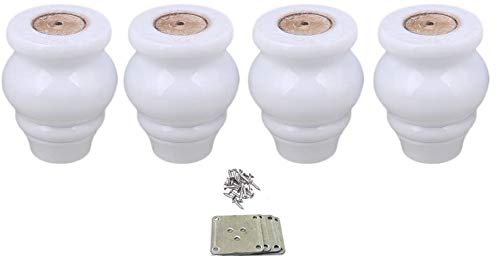 4PCS Solid White Wood Round Furniture Bun Feet 3.54
