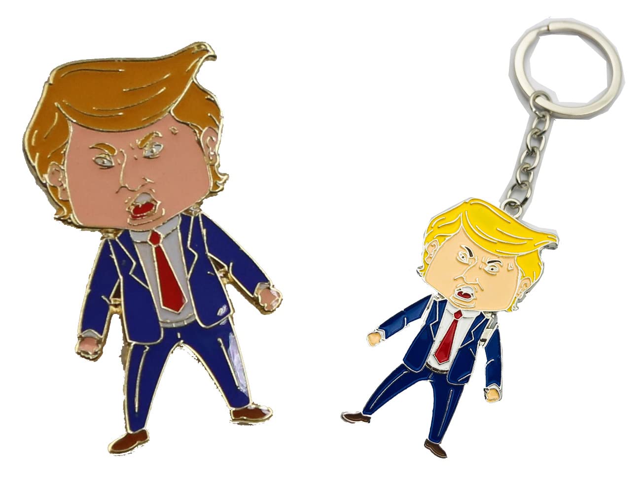 Trump President Bobblehead Pin Magnet Key Chain - Collectible Political Souvenir Gift Set for Friends, Kids & Mom - Perfect for Election Parties, Office Decor & Patriotic Gift Giving