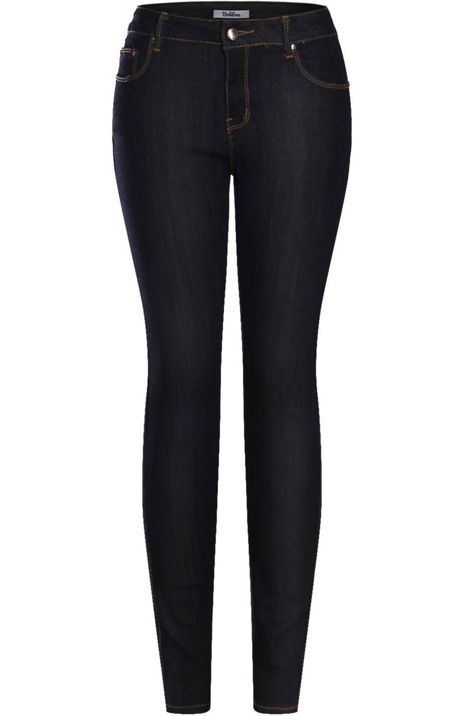 2LUV Women's Stretchy 5 Pocket Dark Denim Skinny Jeans - Comfortable Slim Fit High Waist Jeans for Casual Wear, Work & Night Out