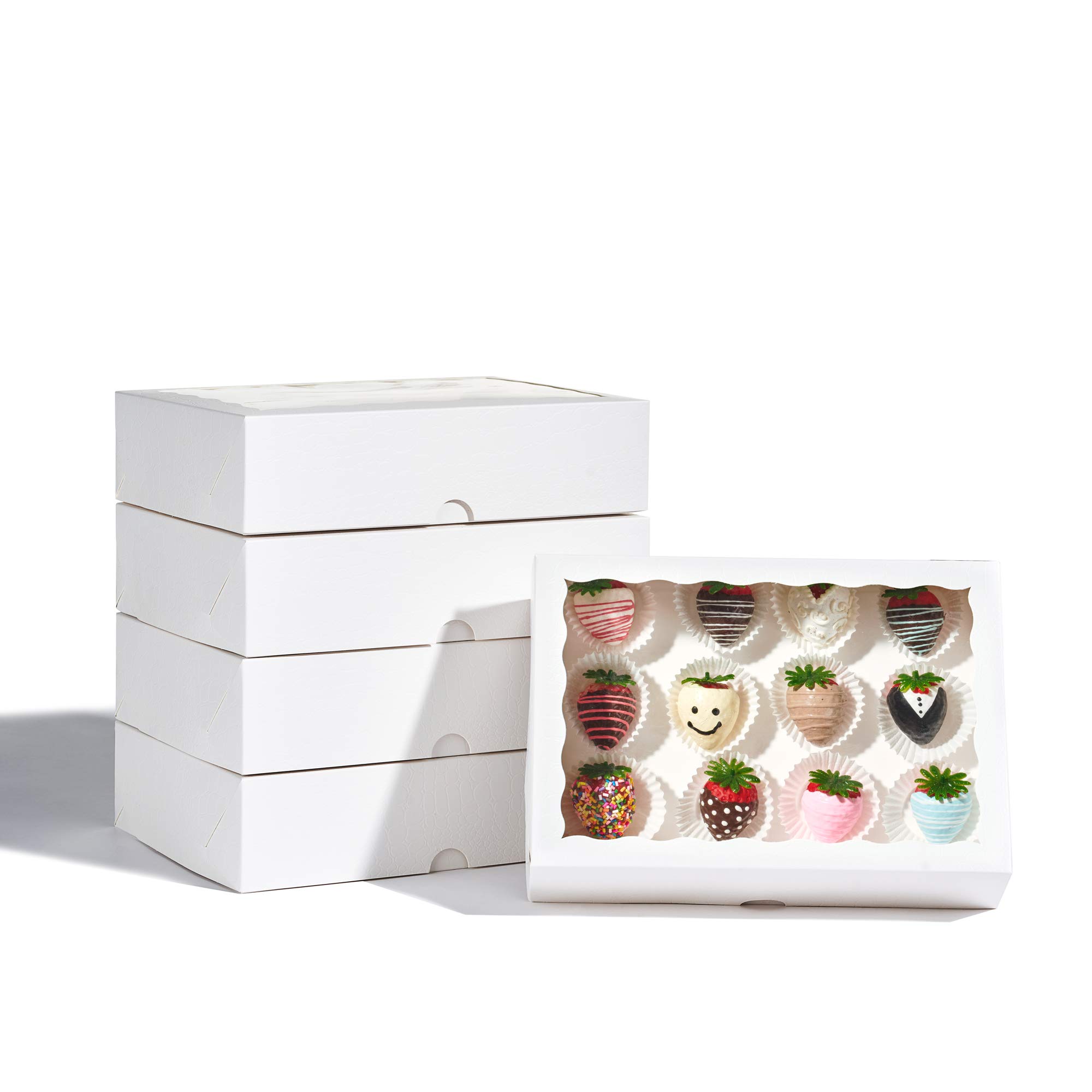 Elegant White Bakery Boxes with Window - 25PCS for Cookies & Strawberries | Perfect for Gifts & Display