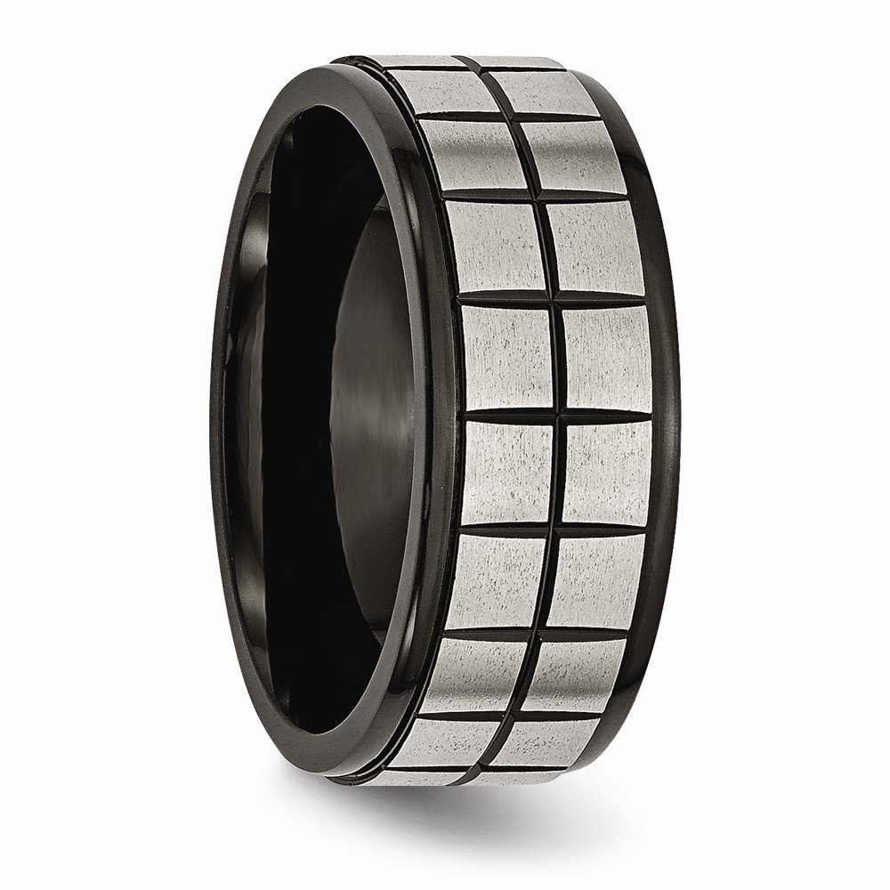 Diamond2Deal Titanium 9mm Black Plated Wedding Band Ring for Men - Durable Comfort Fit Wedding Ring for Groom, Engagement, Anniversary & Special Occasions