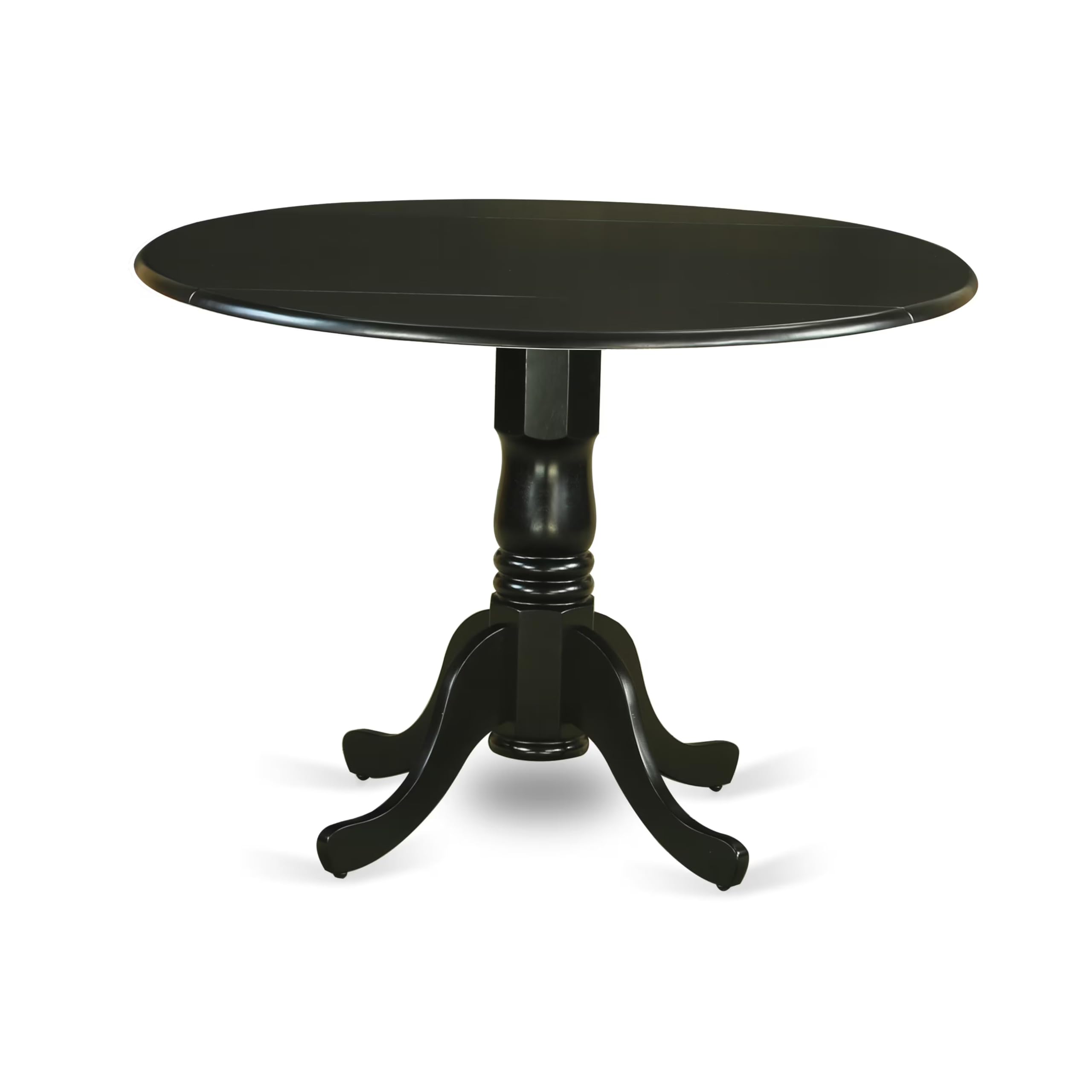 Modern 5-Piece Dining Table Set with Round Wooden Drop-Leaf Table & 4 Faux Leather Chairs, 42x42 Inch, Black - Perfect for Small Spaces, Apartments, and Contemporary Dining Rooms