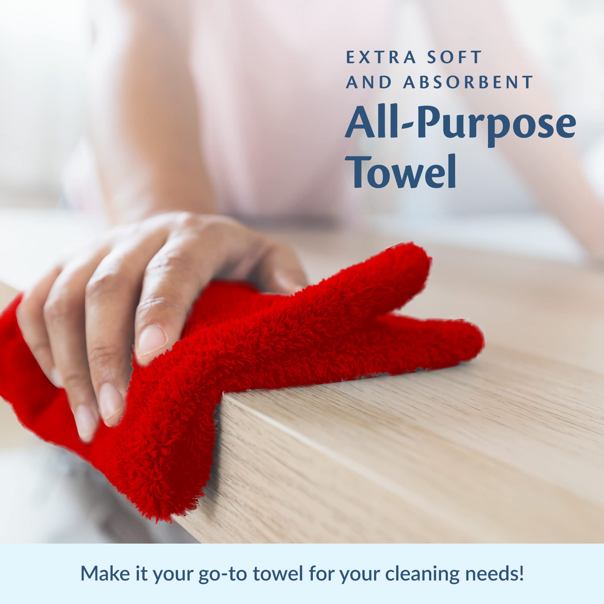 Premium 100% Ring Spun Cotton Towels - Ultra Absorbent Multi-Purpose Cleaning Cloths (12 Pack, 16