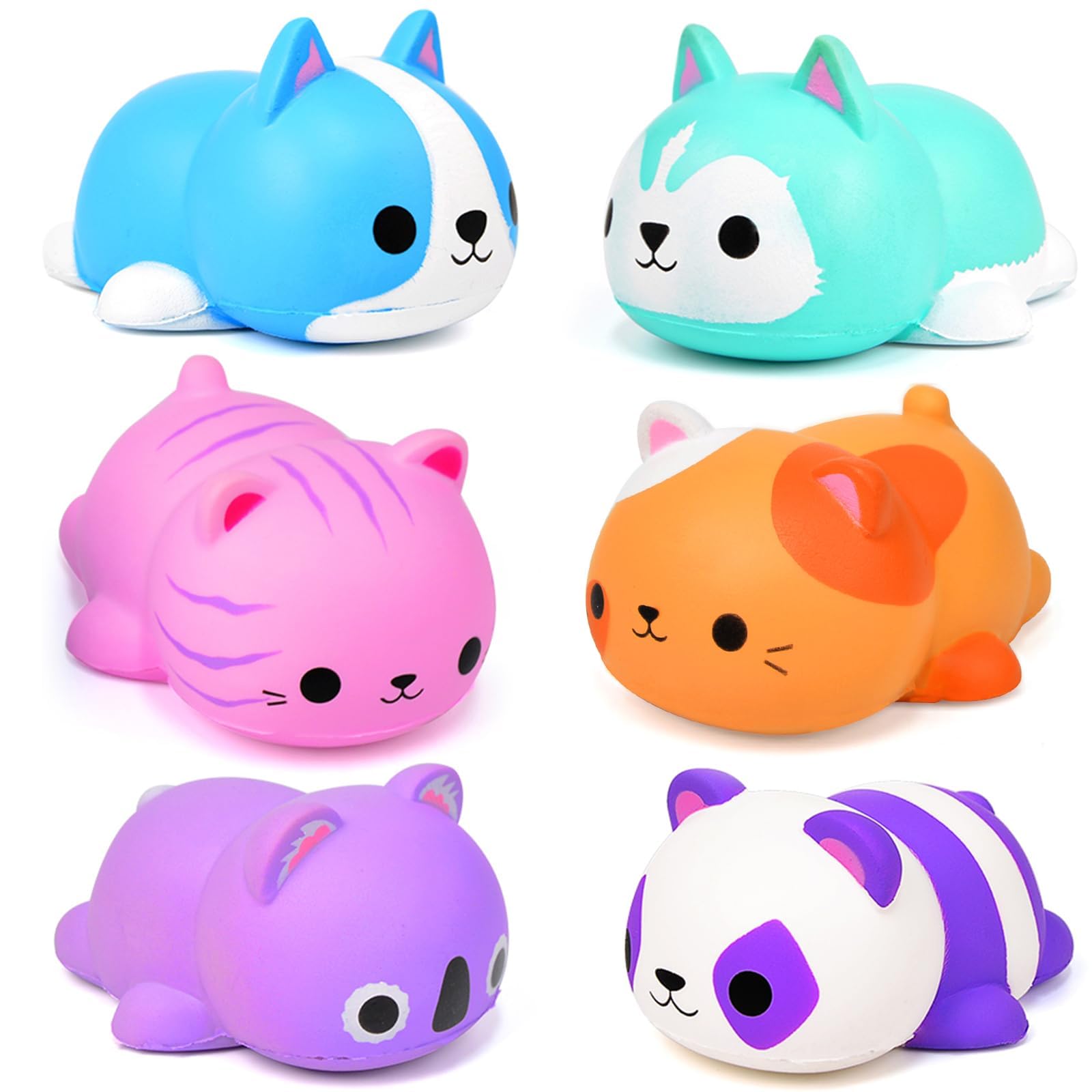6PCS Jumbo Cat Squishies Stress Balls - Slow Rising Fidget Toys for Kids & Adults - Perfect for Classroom Prizes & Party Favors