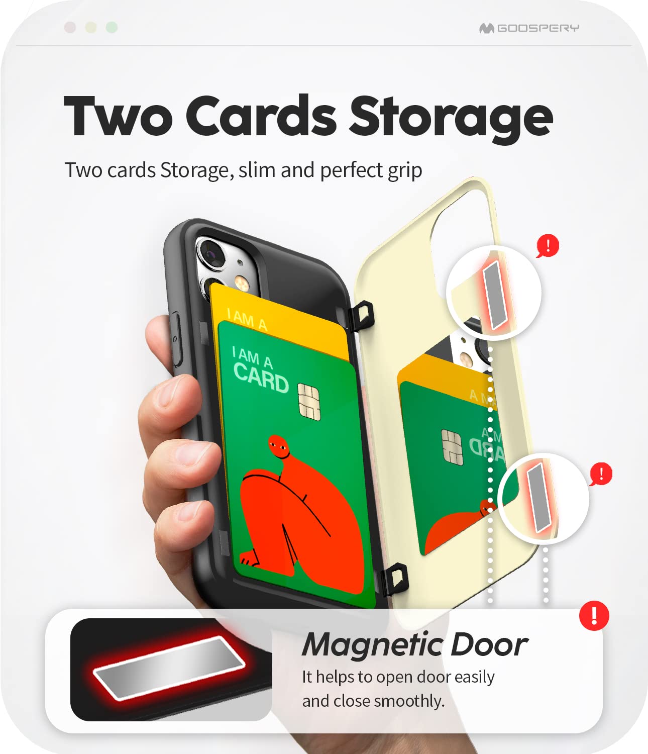 GOOSPERY iPhone 12 Mini Wallet Case with Card Holder & Kickstand - Slim Protective Dual Layer Bumper Phone Cover (White) - Perfect for Travel, Shopping & Everyday Use