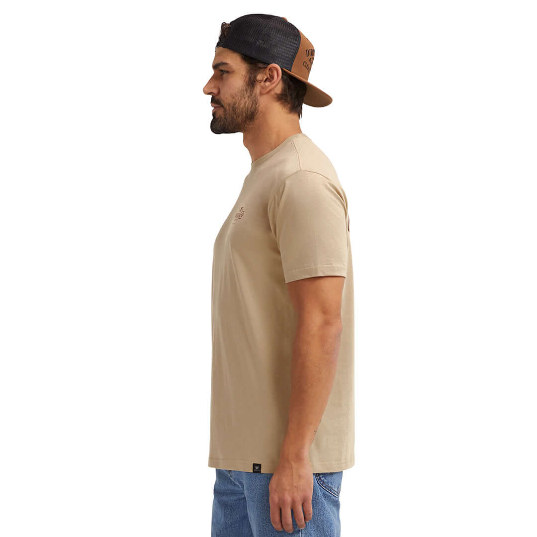 Men's SBC Banner Graphic T-Shirt in Tan - Casual Cotton Tee for Everyday Wear, Street Style & Outings