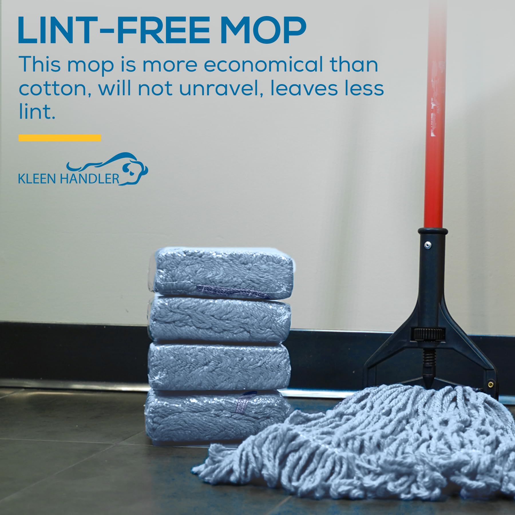 24-Pack Heavy Duty Commercial Mop Head Refills - Industrial Cotton Loop End String Mop Replacement Heads for Wet Cleaning - Blue Mop Heads - Perfect for Restaurants, Schools, and Janitorial Services