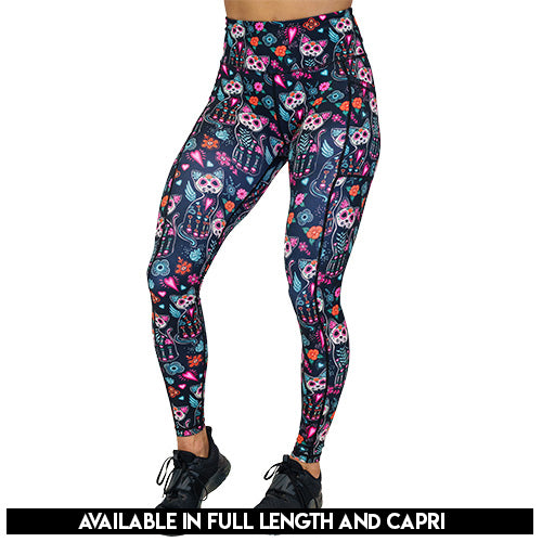 Spookitty Halloween Cat Print Leggings - Cute & Comfortable Women's Yoga Pants for Costume Party, Cosplay & Everyday Wear