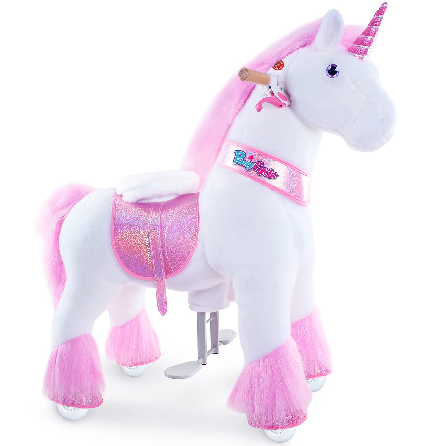 PonyCycle Pink Unicorn Ride-On Toy for Girls - Classic Model U with Brake, 36