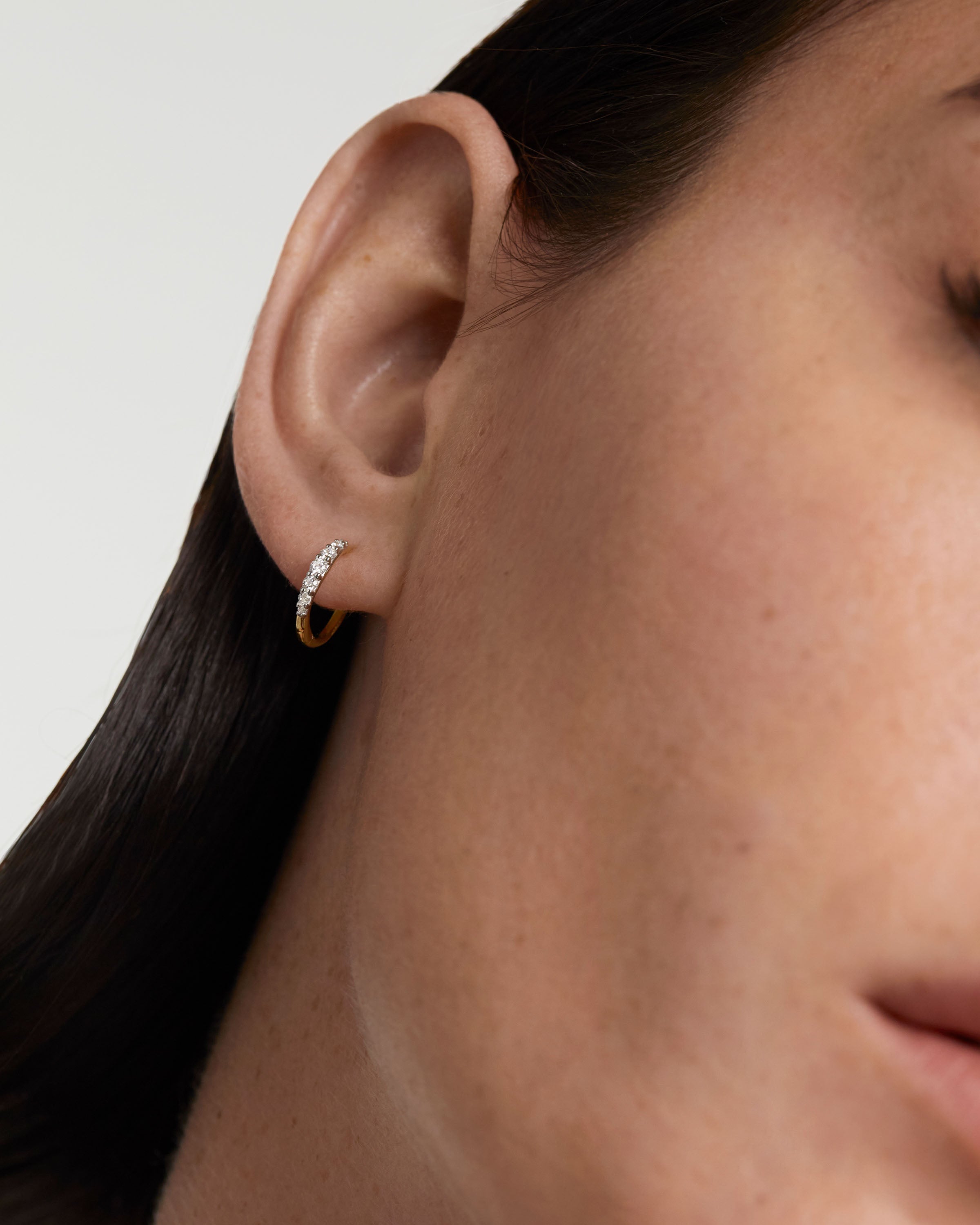14K Gold Diamond Mini Hoop Earrings for Women - Elegant Estella Design for Everyday Wear & Special Occasions
