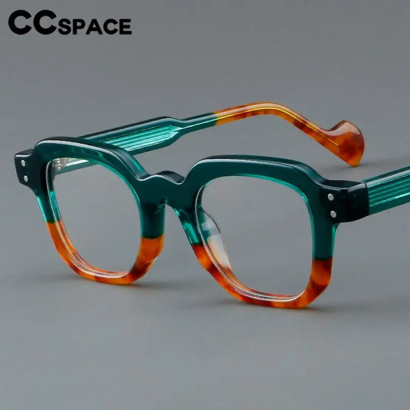CCspace Unisex Full Rim Square Acetate Eyeglasses 57287 - Lightweight & Durable Frame for Men & Women - Perfect for Reading, Working & Fashion Accessories