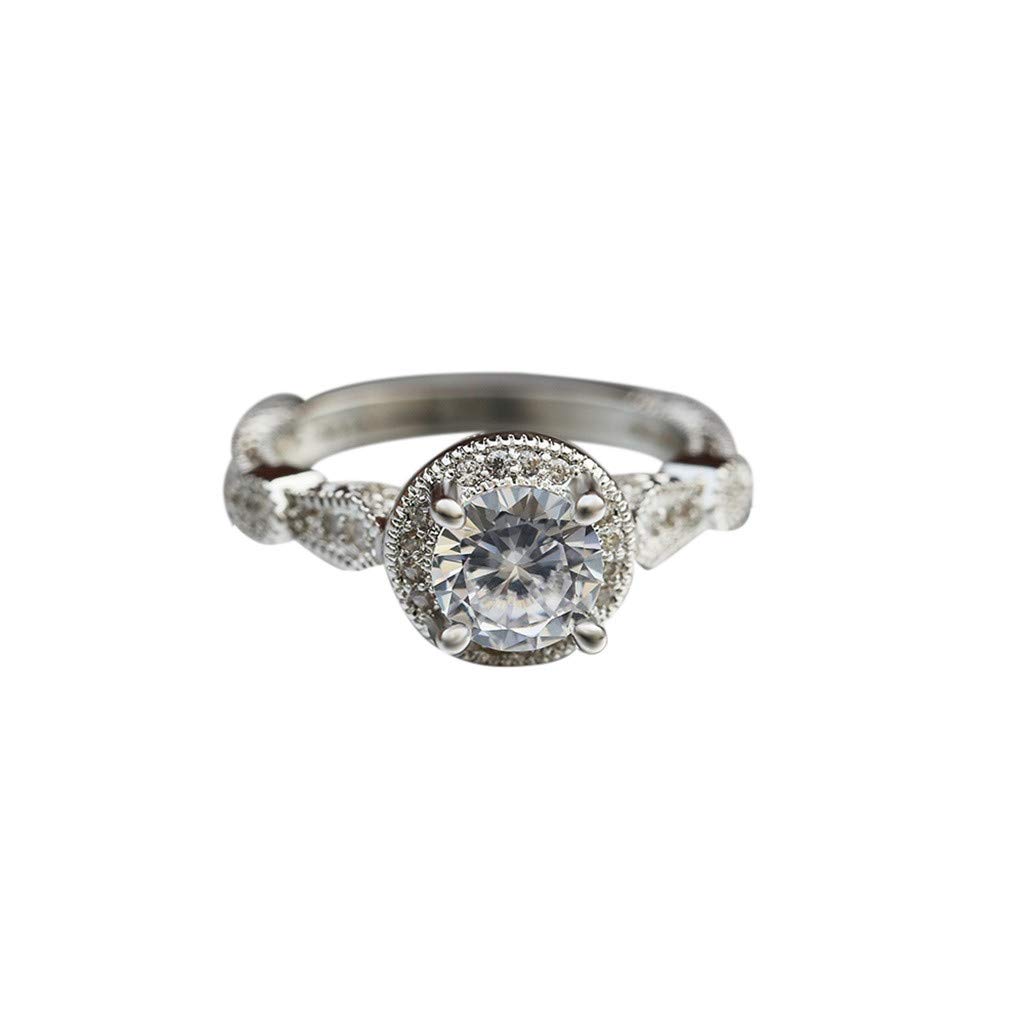 Modaworld Cubic Zirconia Engagement Ring for Women - Solitaire Crystal Wedding Band, Anxiety Relief Spin Ring (Perfect for Proposals, Anniversaries & Stress Relief)